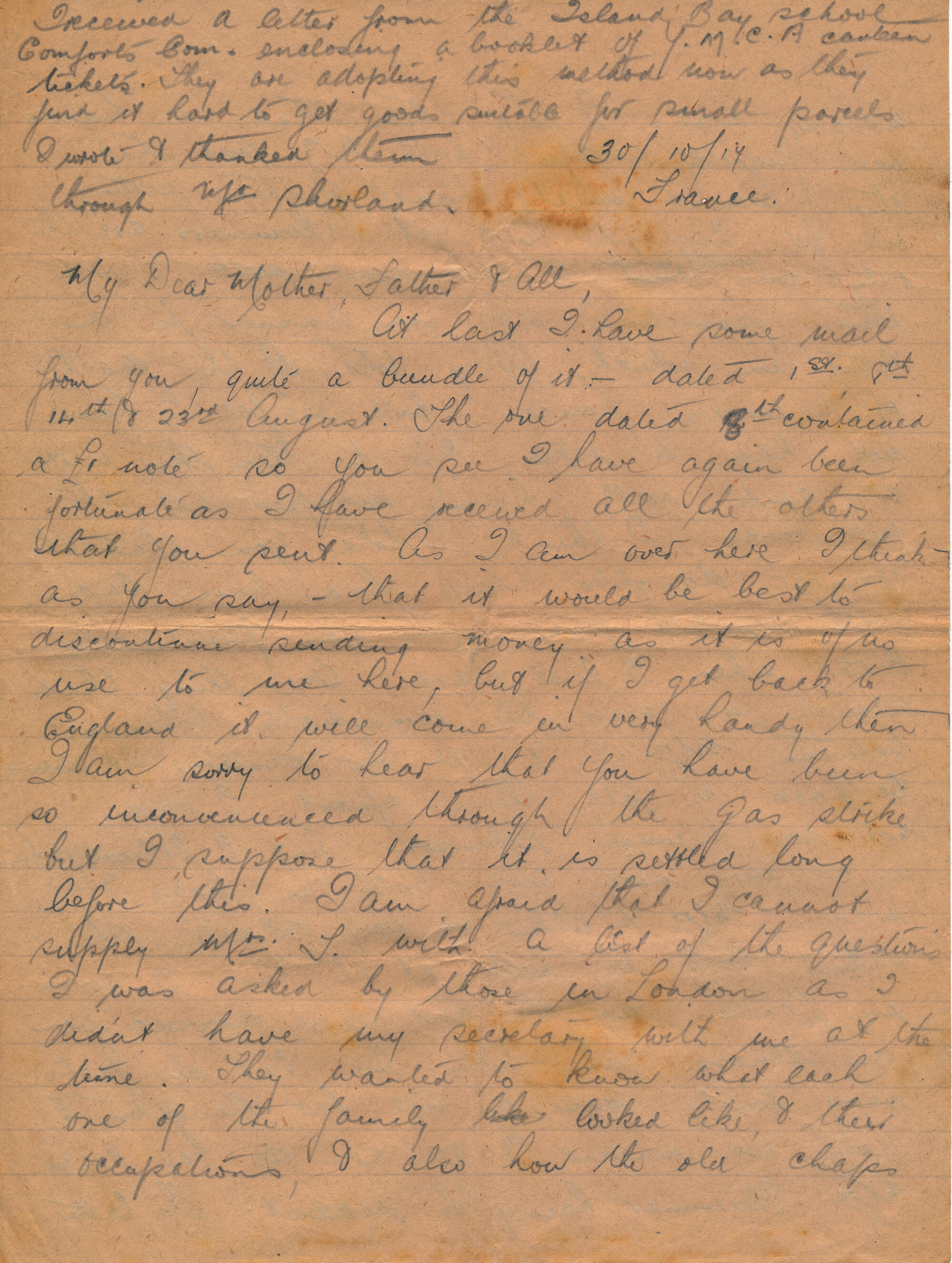 Christie Letter 30 October 1917