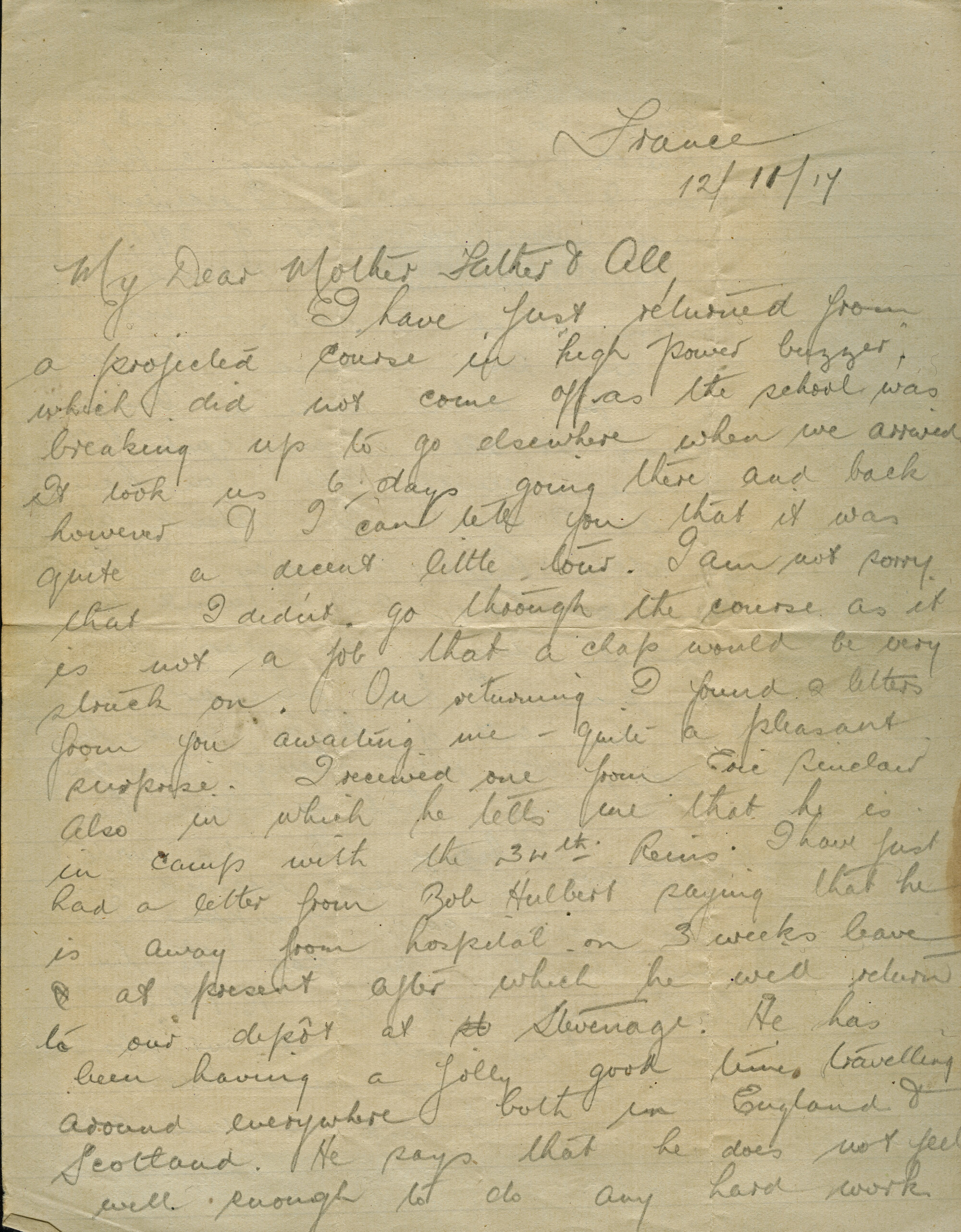Christie Letter 12 November 1917