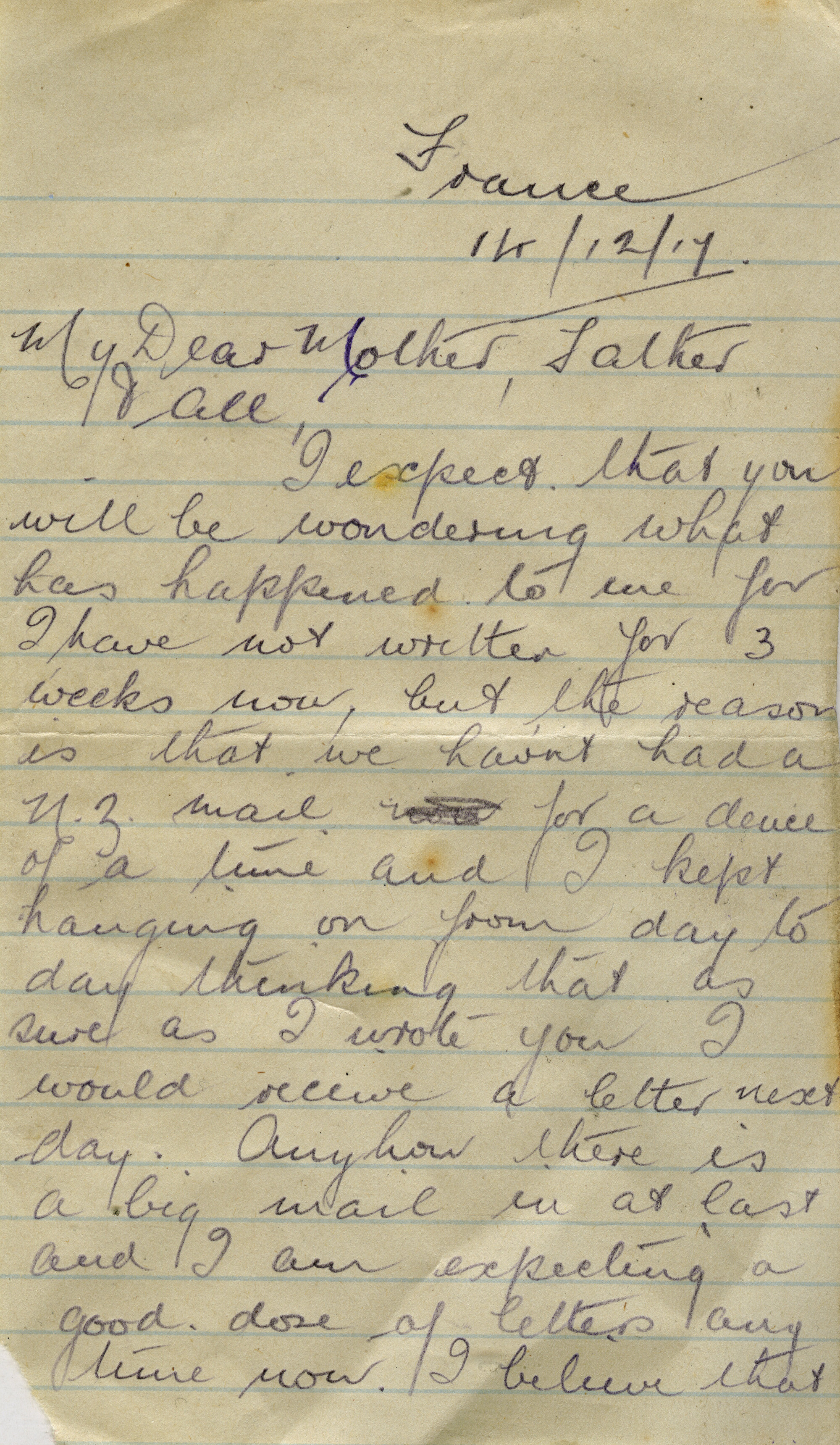 Christie Letter 14 December 1917