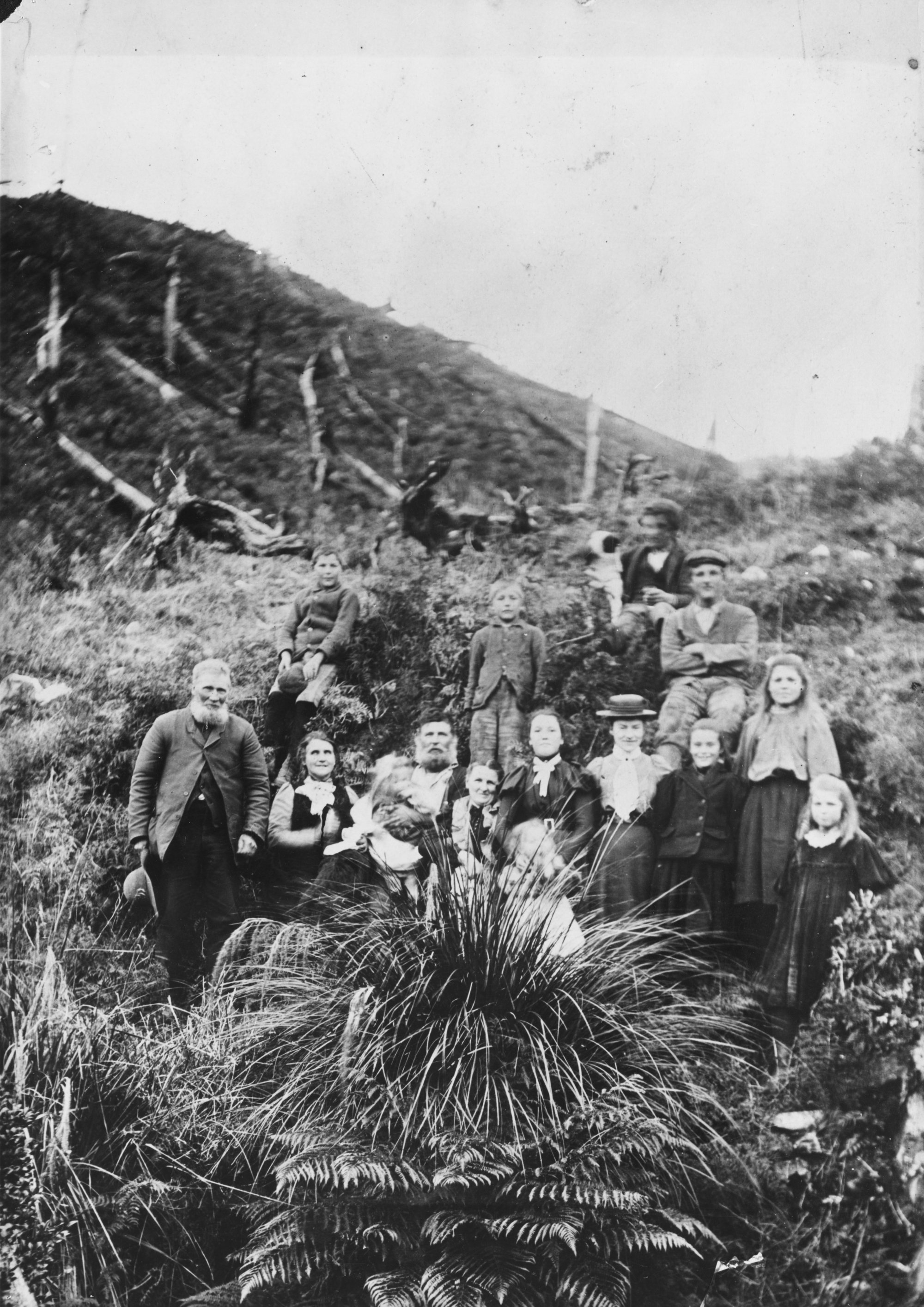 Whiteman and Benge families, Akatarawa Valley, about 1900.