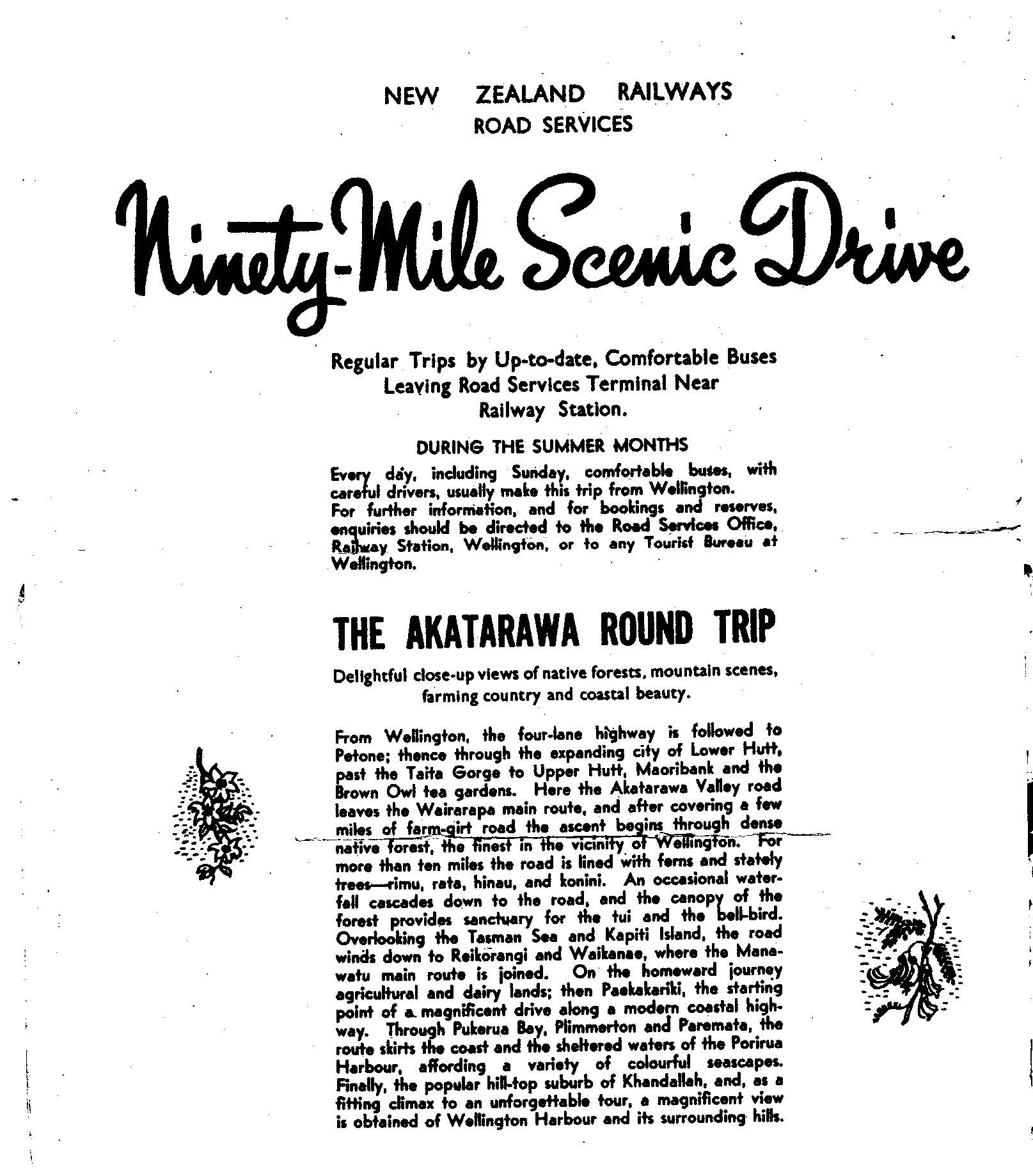 NZ Railways Road Services Ninety Mile Scenic Drive; c.1960