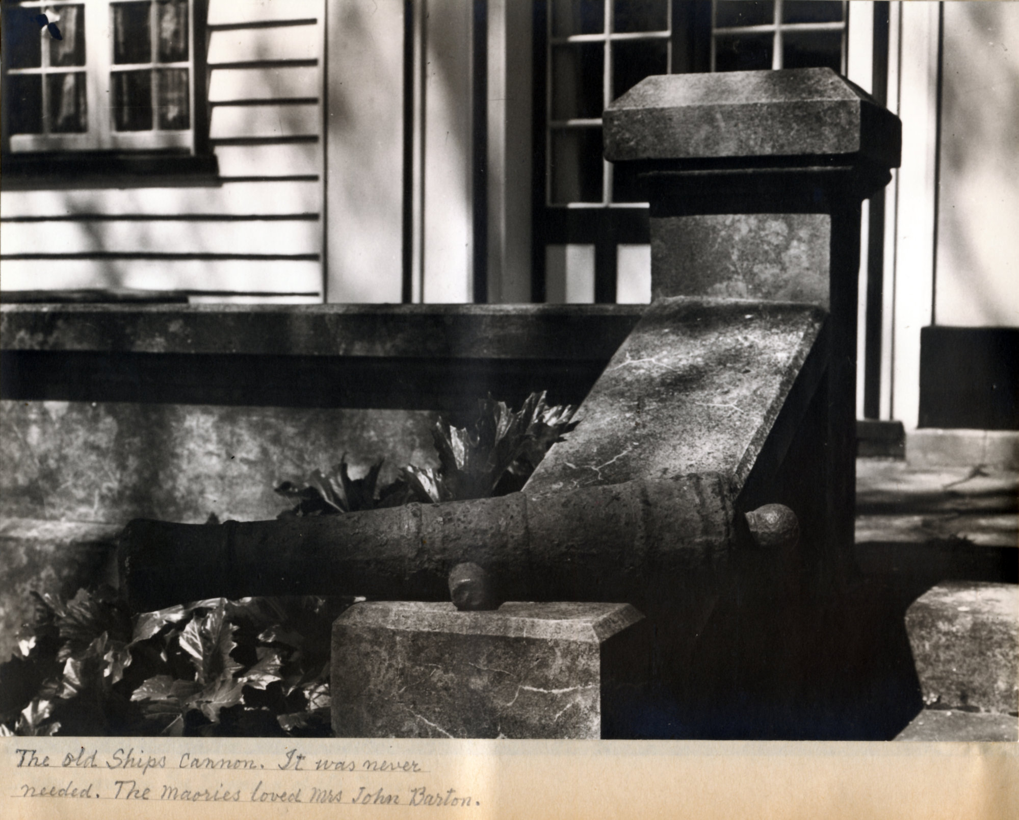 Old house; Barton homestead album  8; 'The Manor House', Trentham; old ship's cannon.