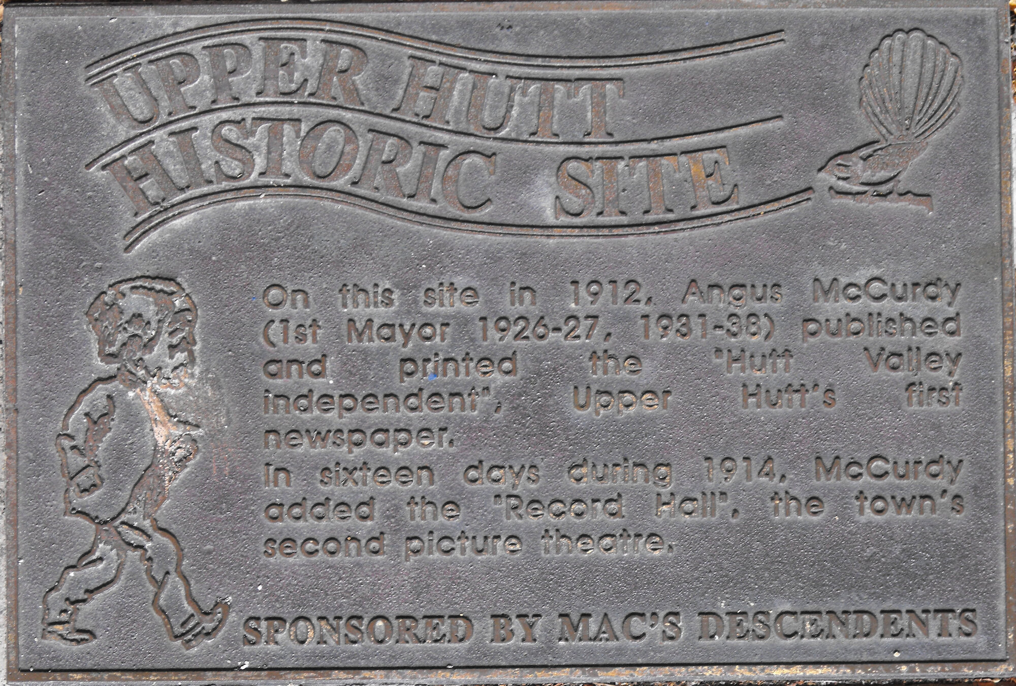 Historic site plaque, Princes Street; McCurdy