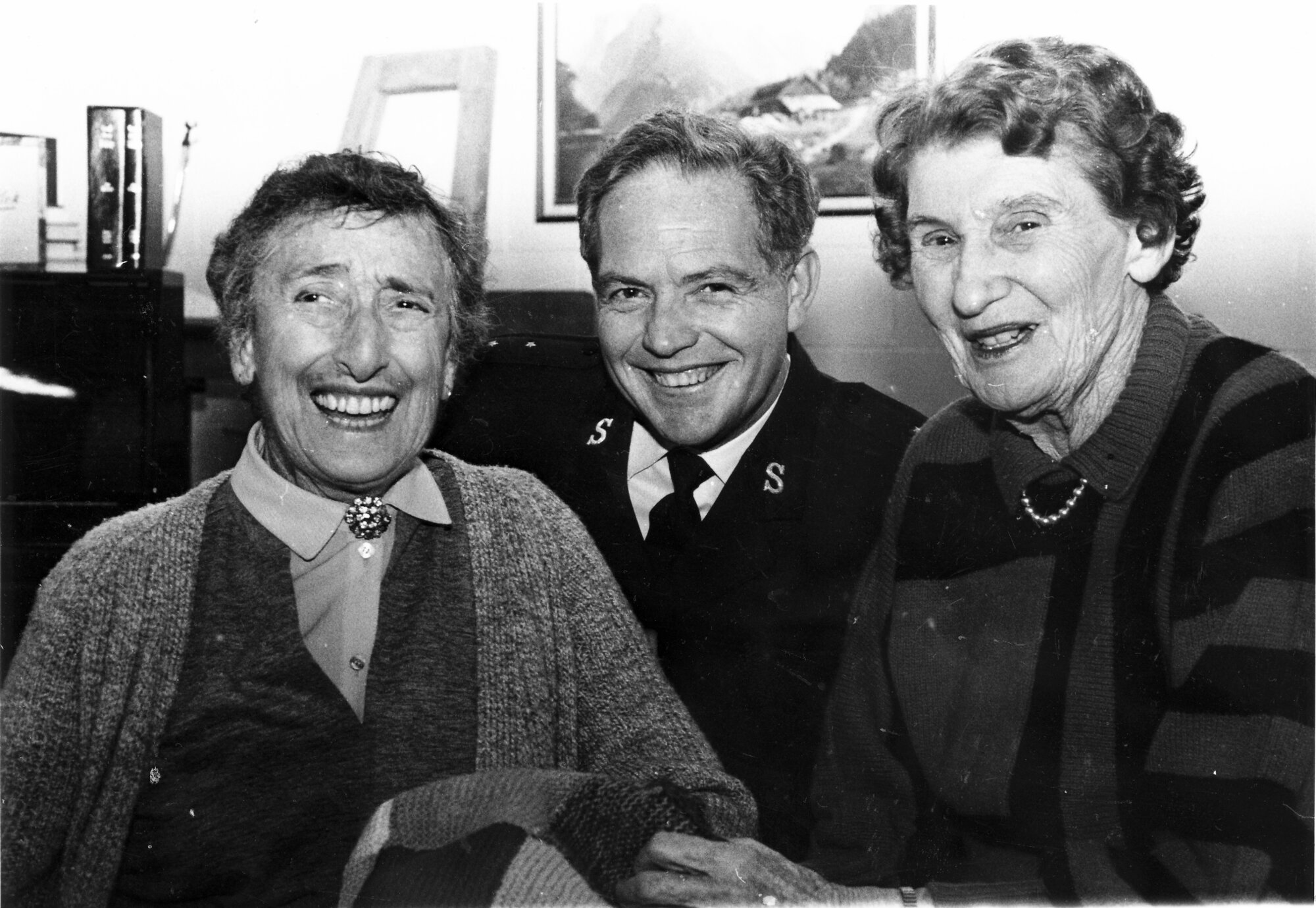 Salvation Army's Norman Kirk Home; Lioness Club presents 12 knitted-and-sewn blankets to residents.