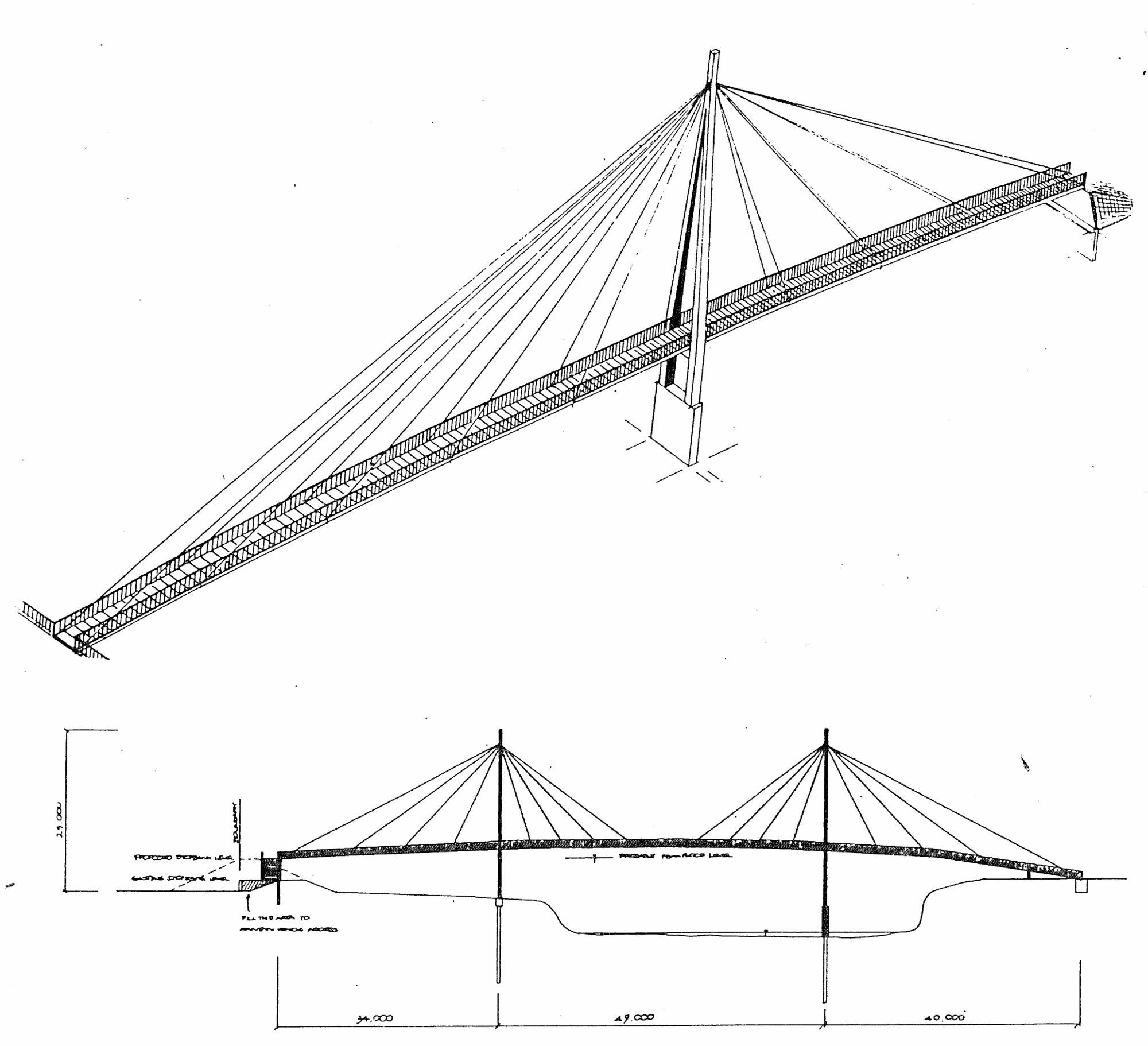 Totara Park; footbridge to Harcourt Park; drawings of early proposals.