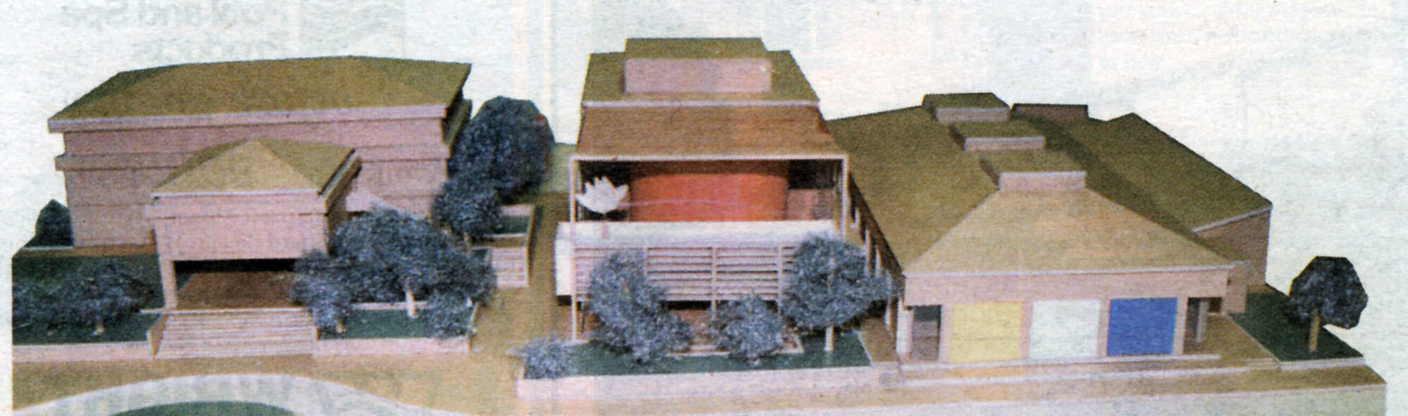 Civic Centre; addition of arts centre; model of building group