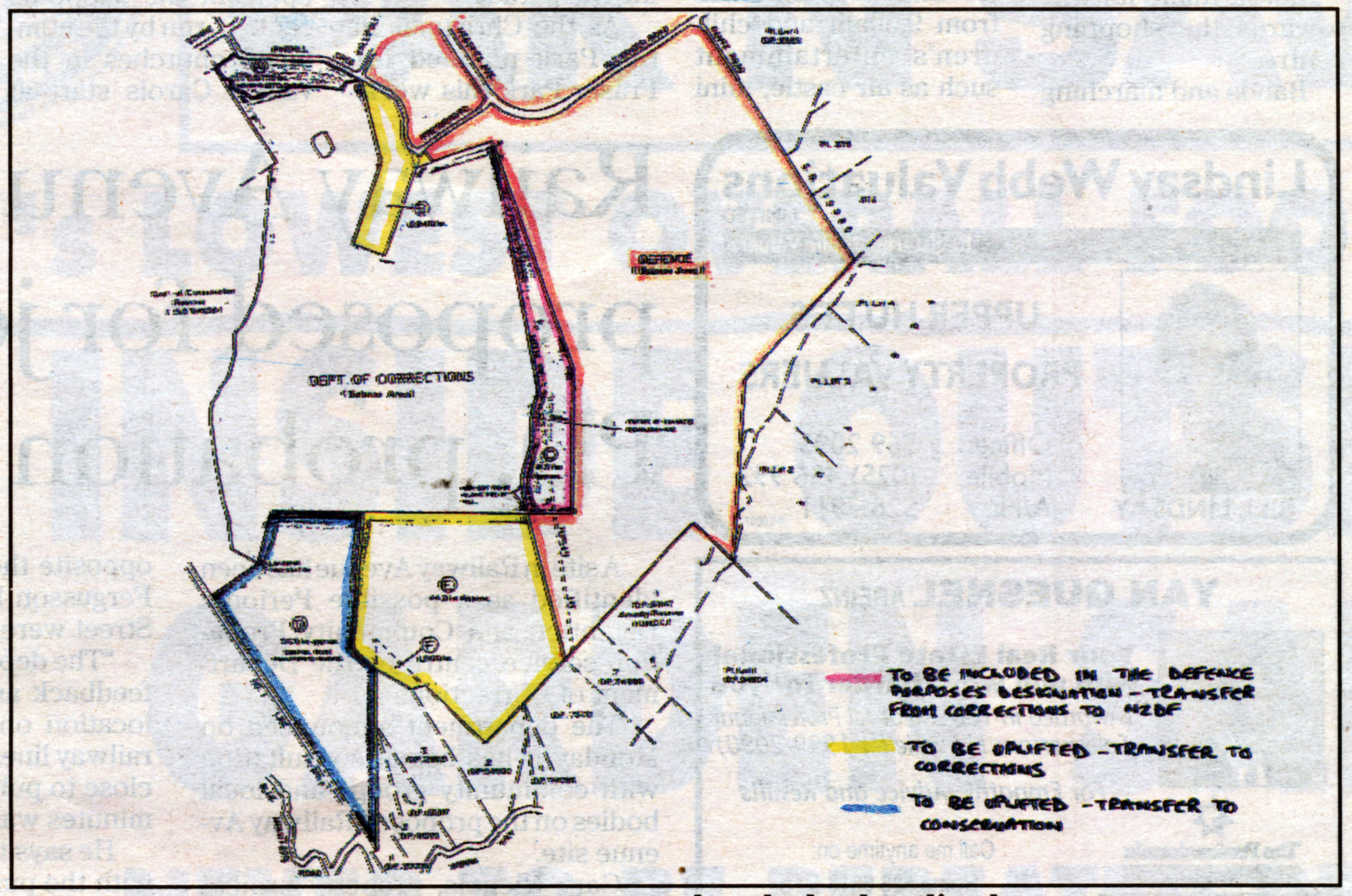 Proposed land transfers between Departments of Corrections, Conservation and Defence