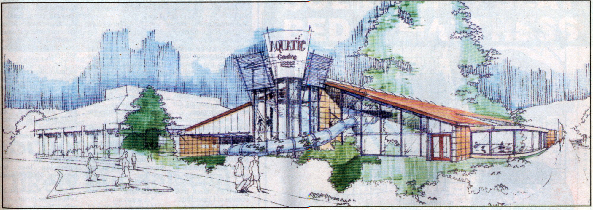 Civic Centre; indoor pool proposal 1; view from the north-west.