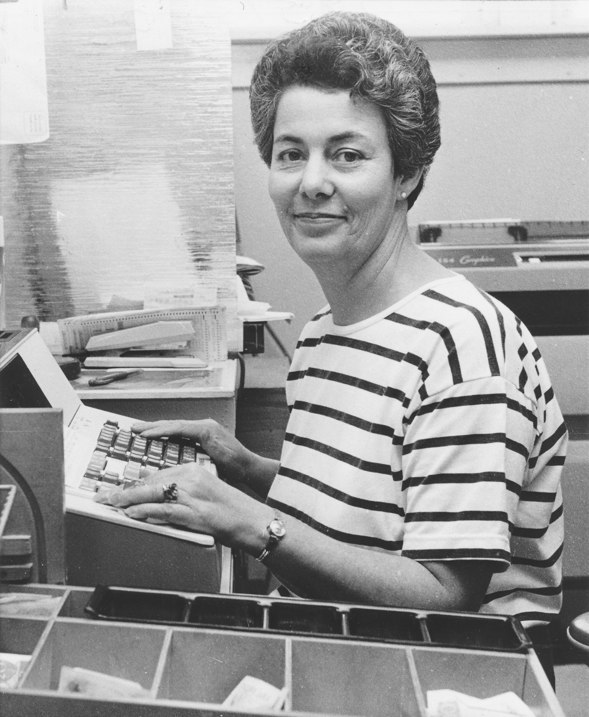 Totalisator Agency Board; Dawn Woodhouse at a betting machine.