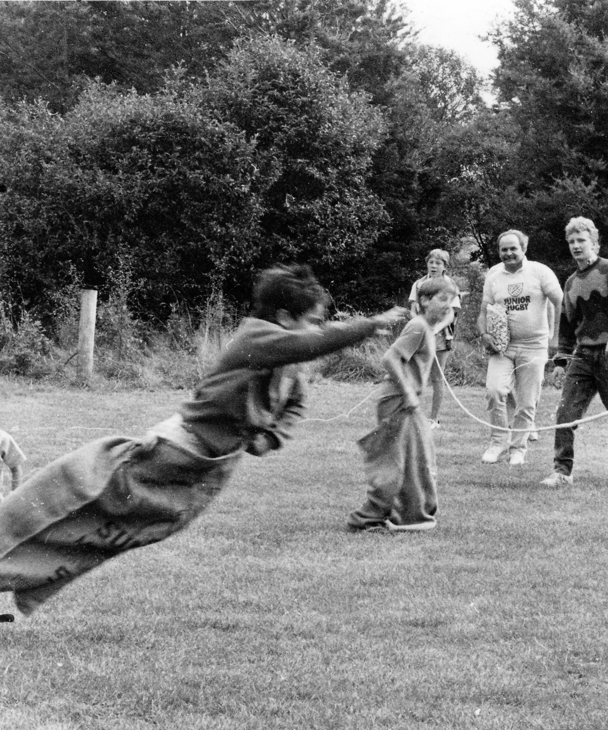 Harcourt Park; family concert; sack race; no persons identified.