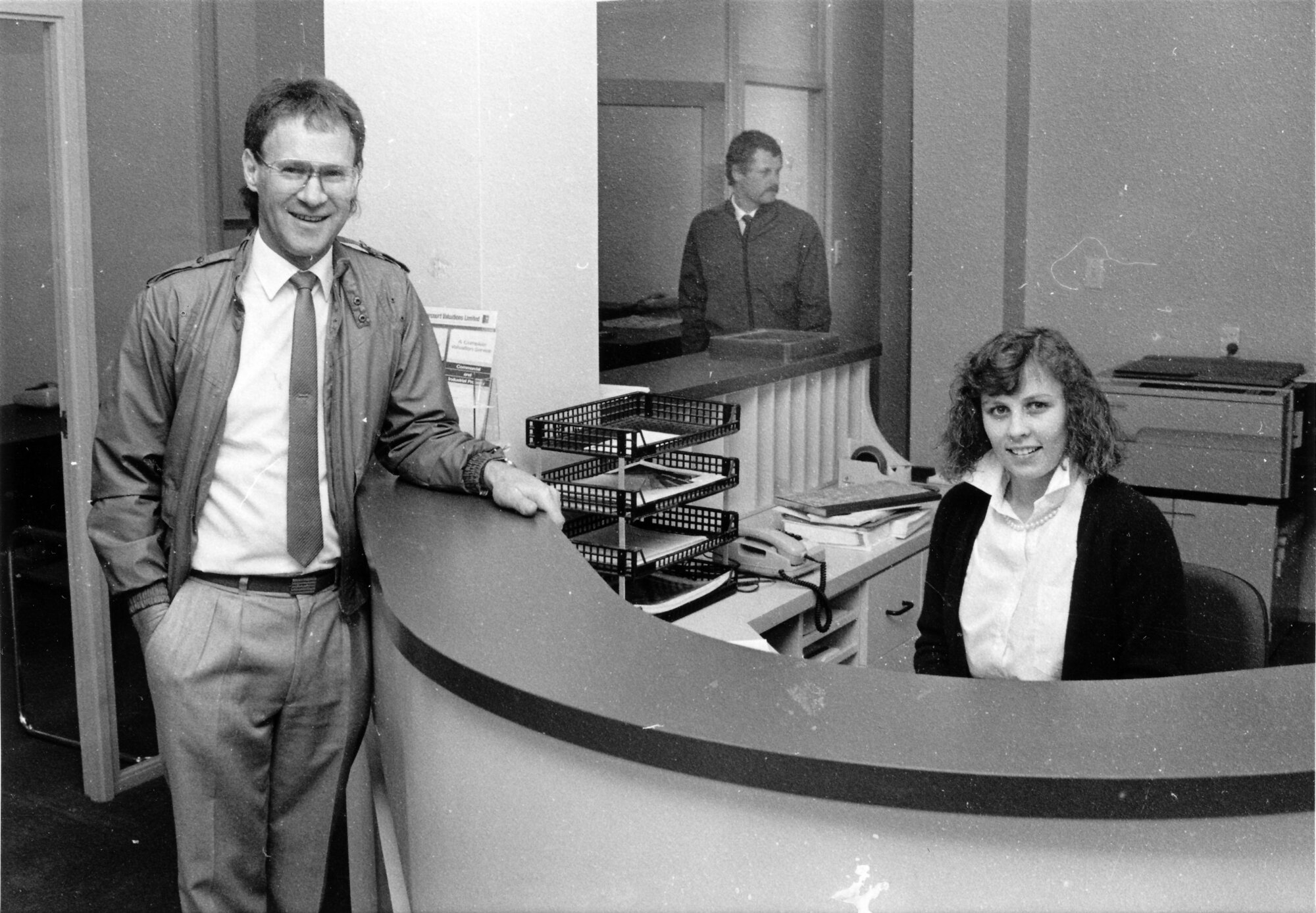 Harcourts Real Estate Ltd; new offices, 48 Main Street; Trevor Stock, manager; Simon Evans, agent; Sallie Calvert, receptionist.