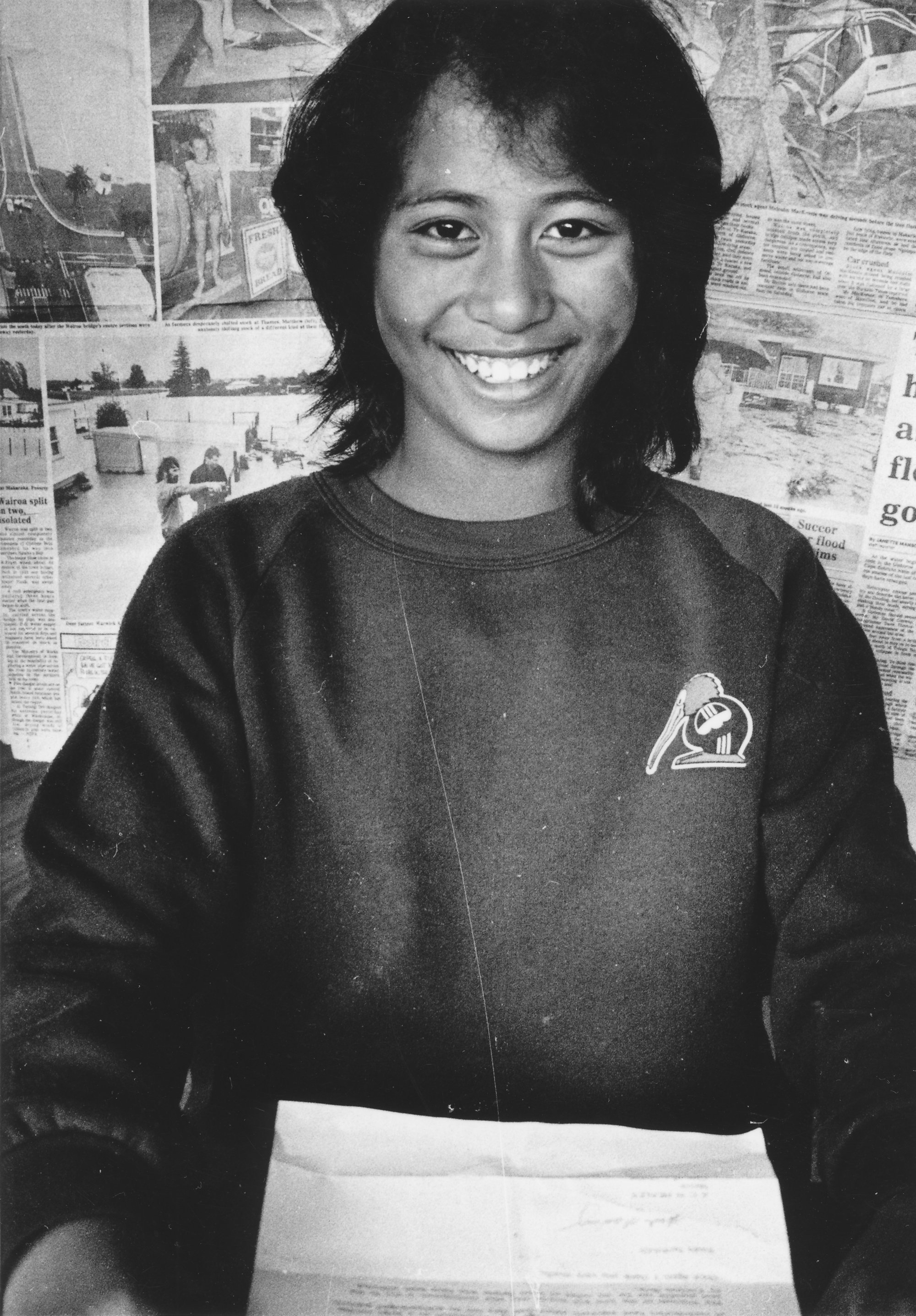 Brown Owl School 1988; 'Dorethy Aioena' with letter of thanks from mayor of Gisborne City, after Cyclone Bola.