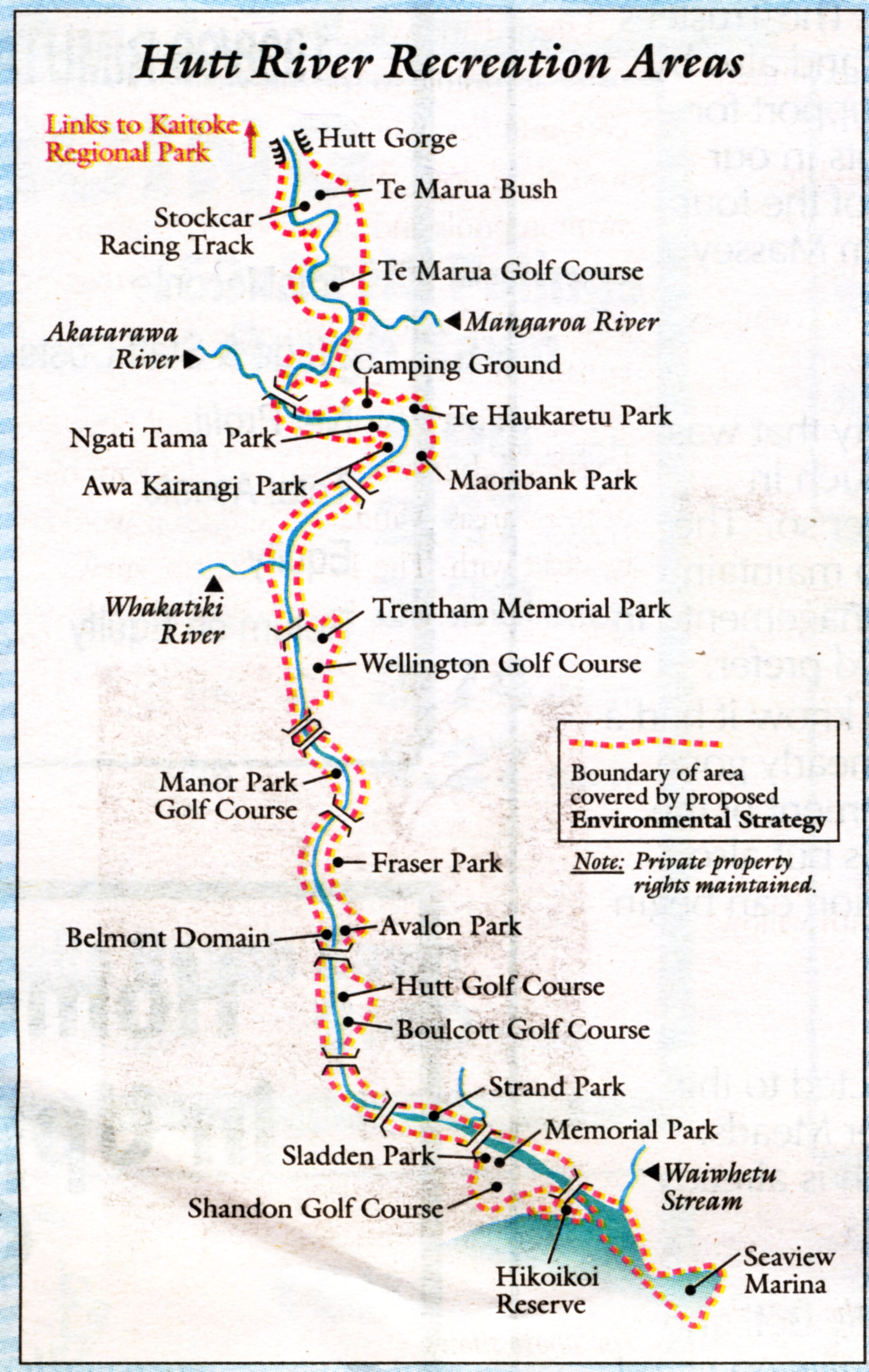 Te Awa Kairangi / Hutt River floodplain management; map of recreational areas.