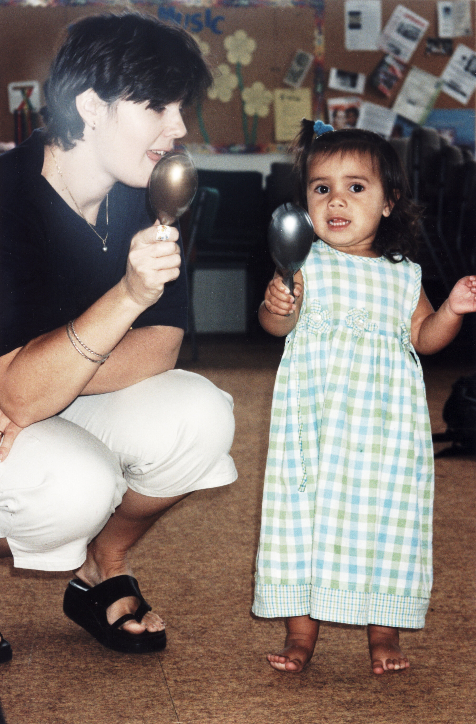 Jade Cunningham, 2, and mother Jodie with maracas, at 'Making Music' programme at Trentham Community Centre
