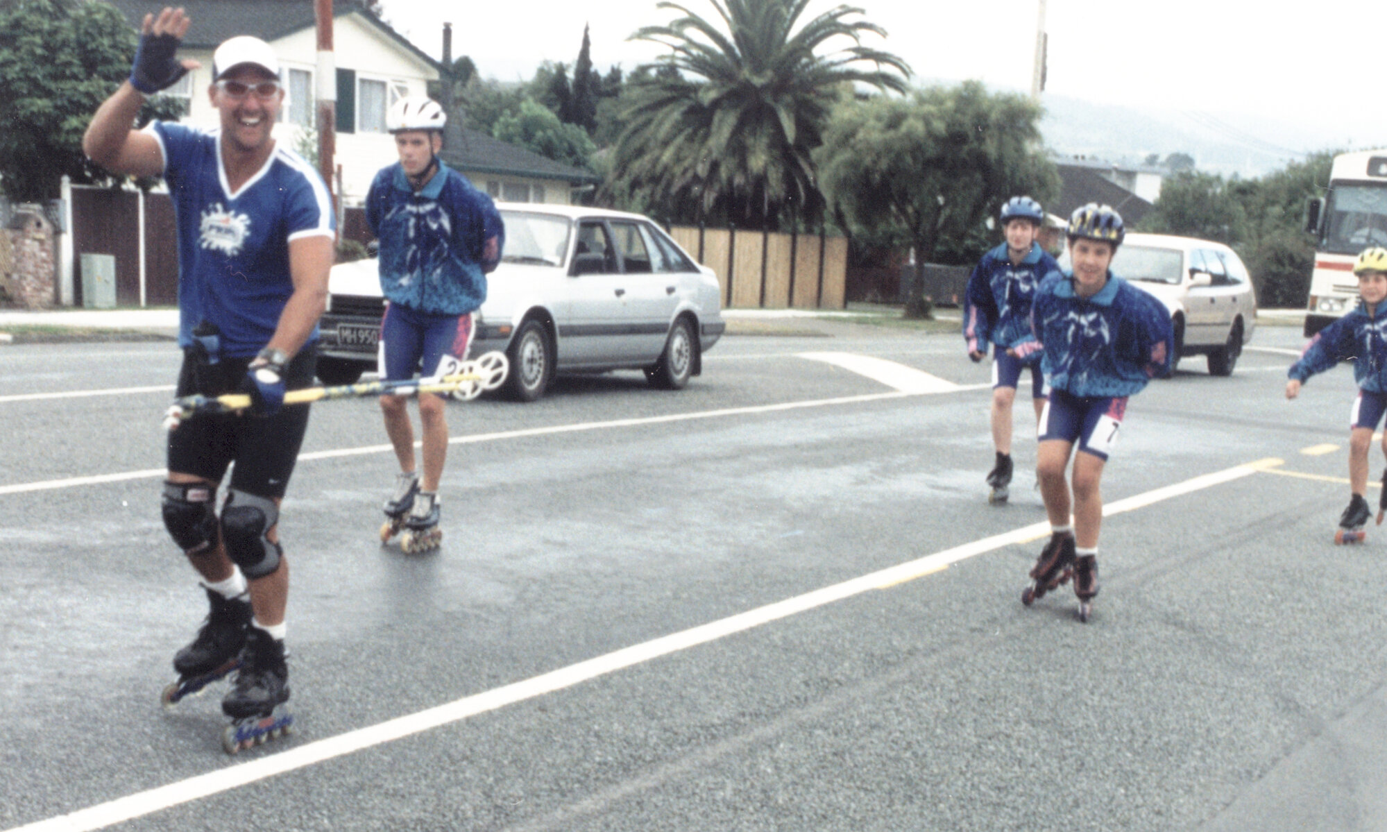 TV presenter Nick Eynon passing through Upper Hutt as part of his Children's Promise Charity Skate from Kaitaia to Invercargill.