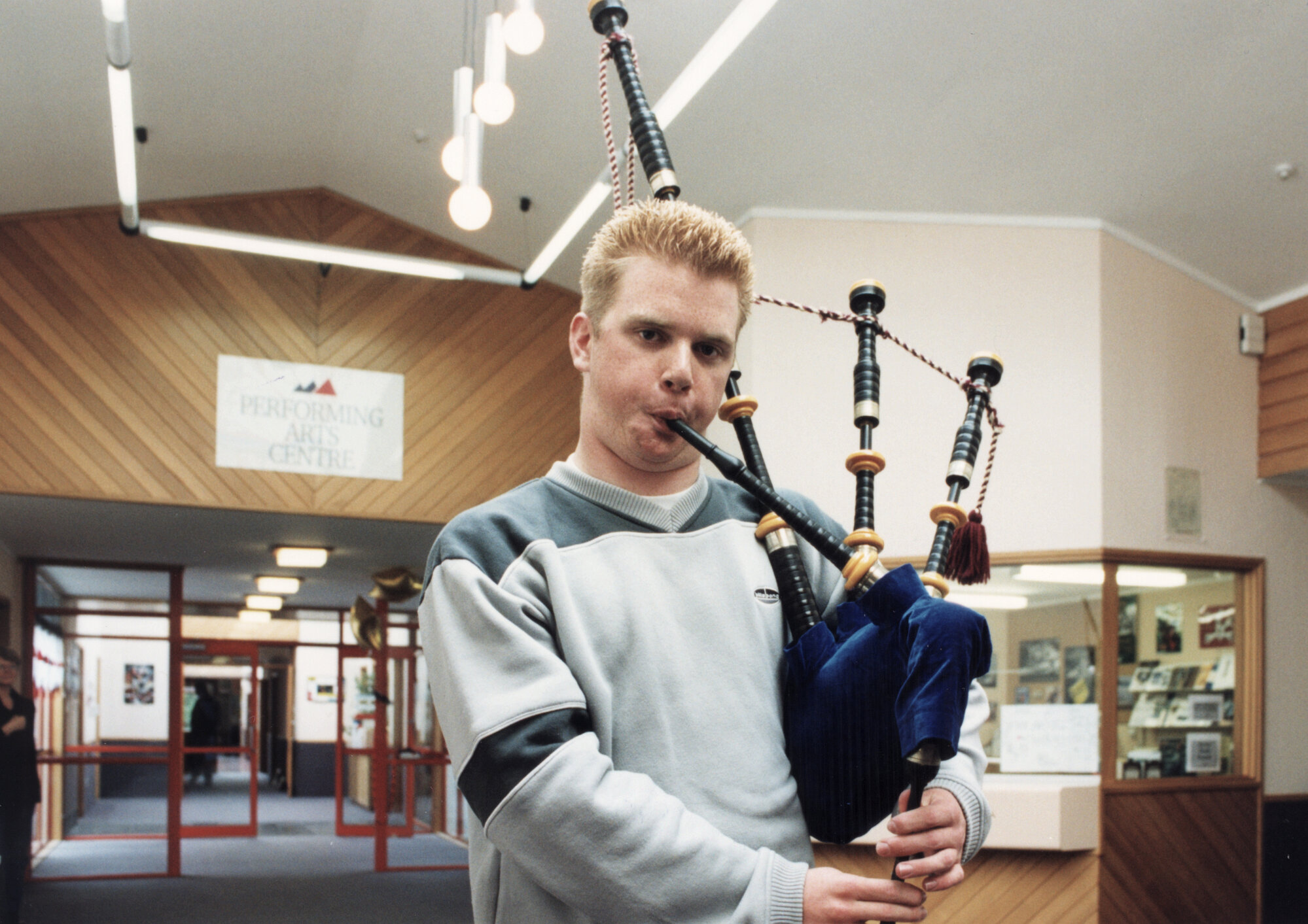 HIBS; Hutt International Boys' School; Nicholas Dench practising for performing-arts centre opening.