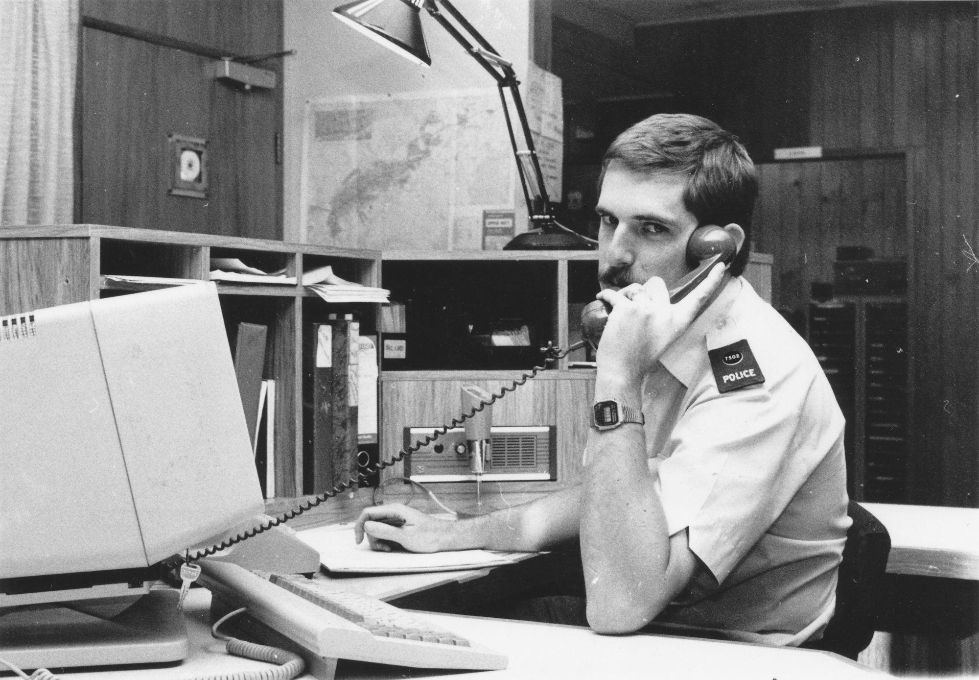 Police; watchhouse keeper Constable Peter Whiteman at a new control centre.