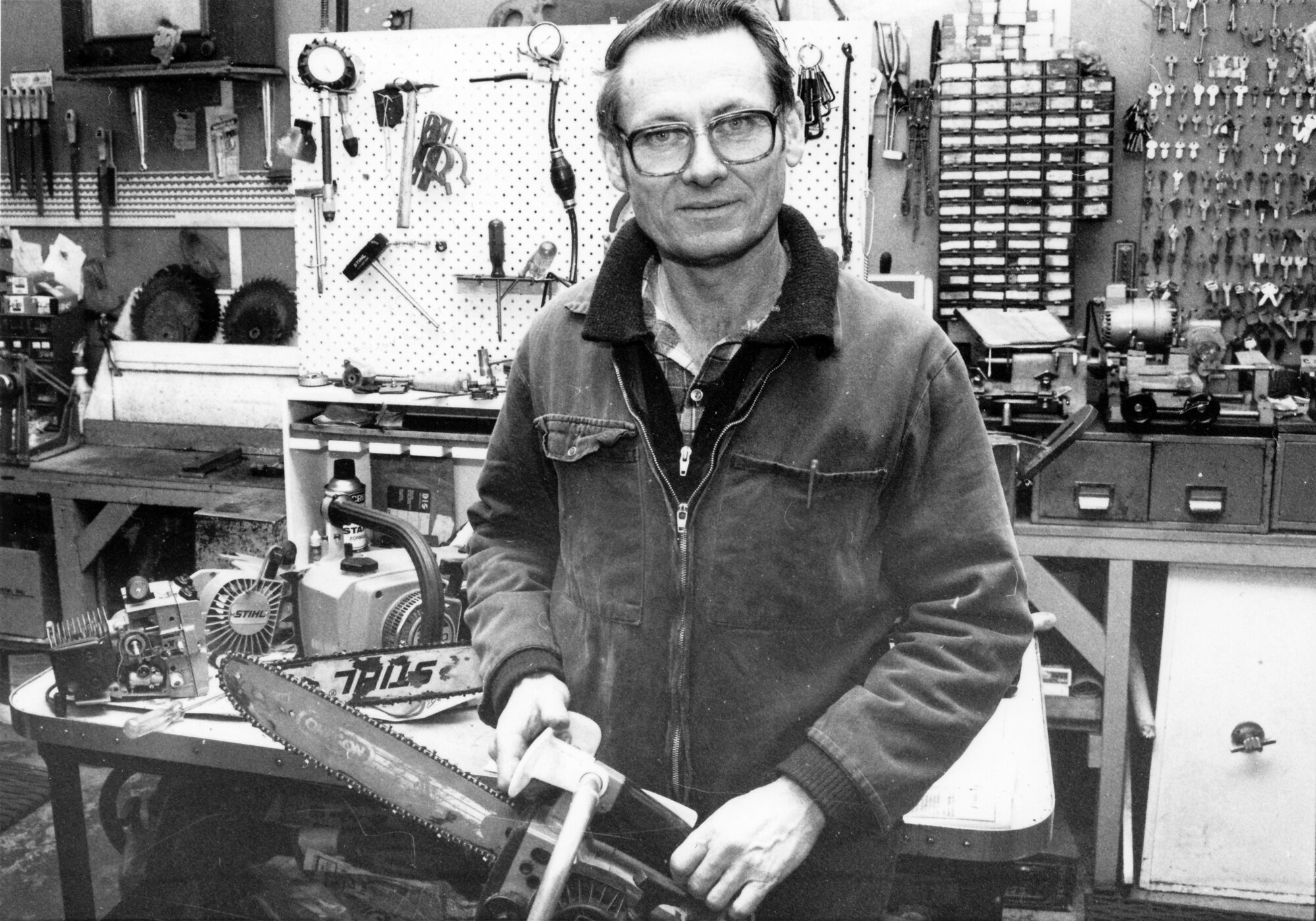 Bruce Hanson, Hanson's Tool Sharpening Service, 44 Main Street.