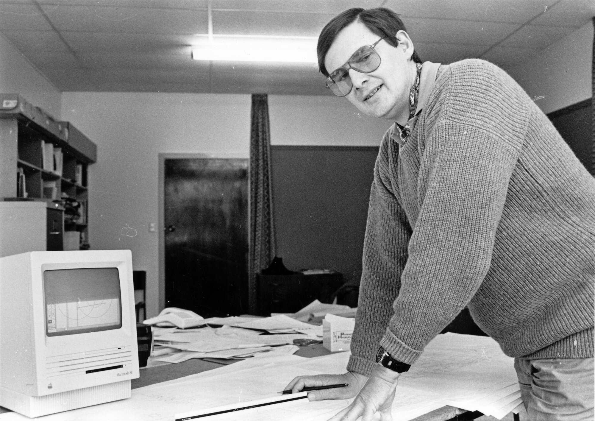 John Harrhy, naval architect, designing Police launch to replace the Lady Elizabeth II, which sank in 1986.