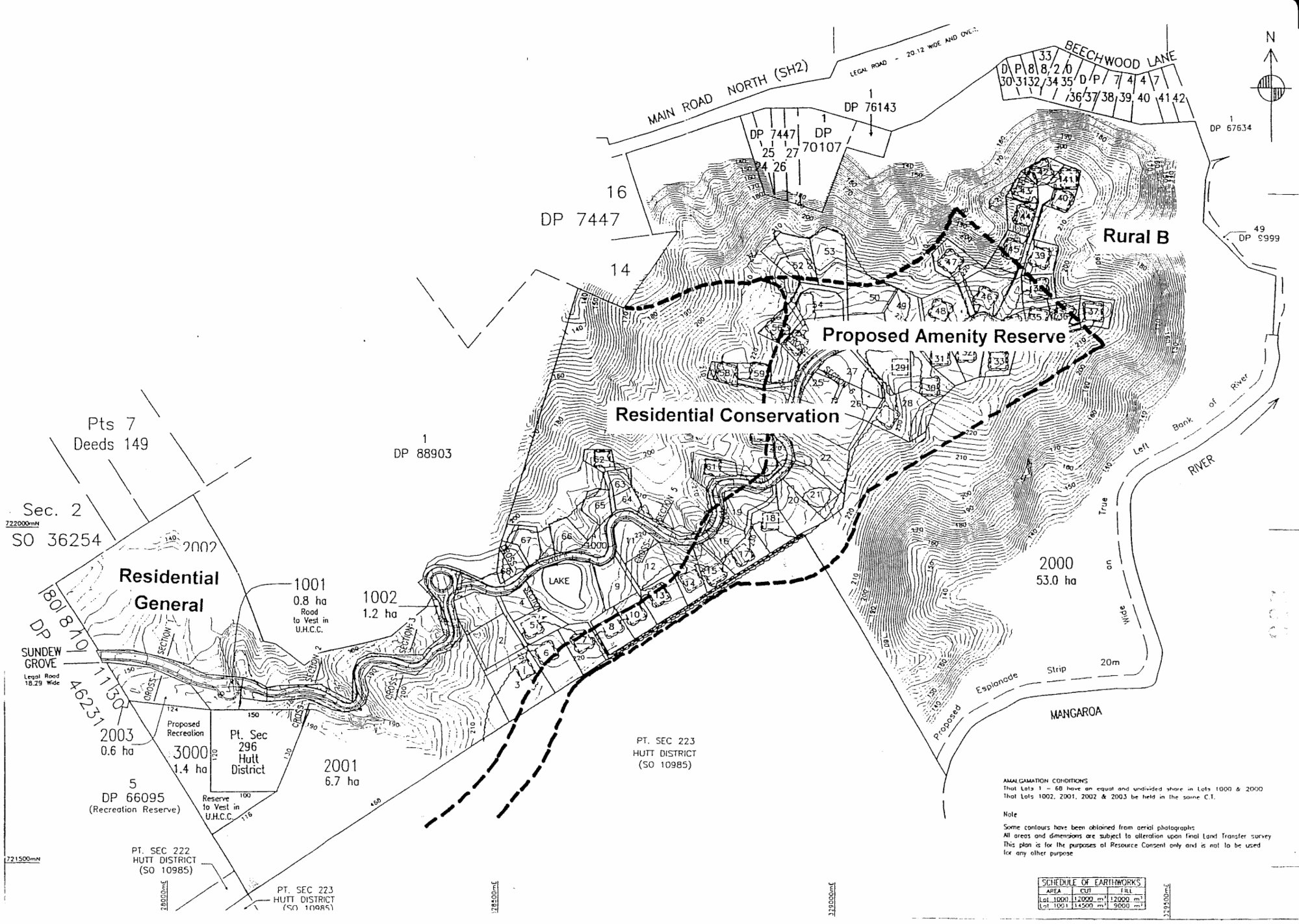 Housing development plan, 2001; Mount Marua subdivision plan; 89 sections.
