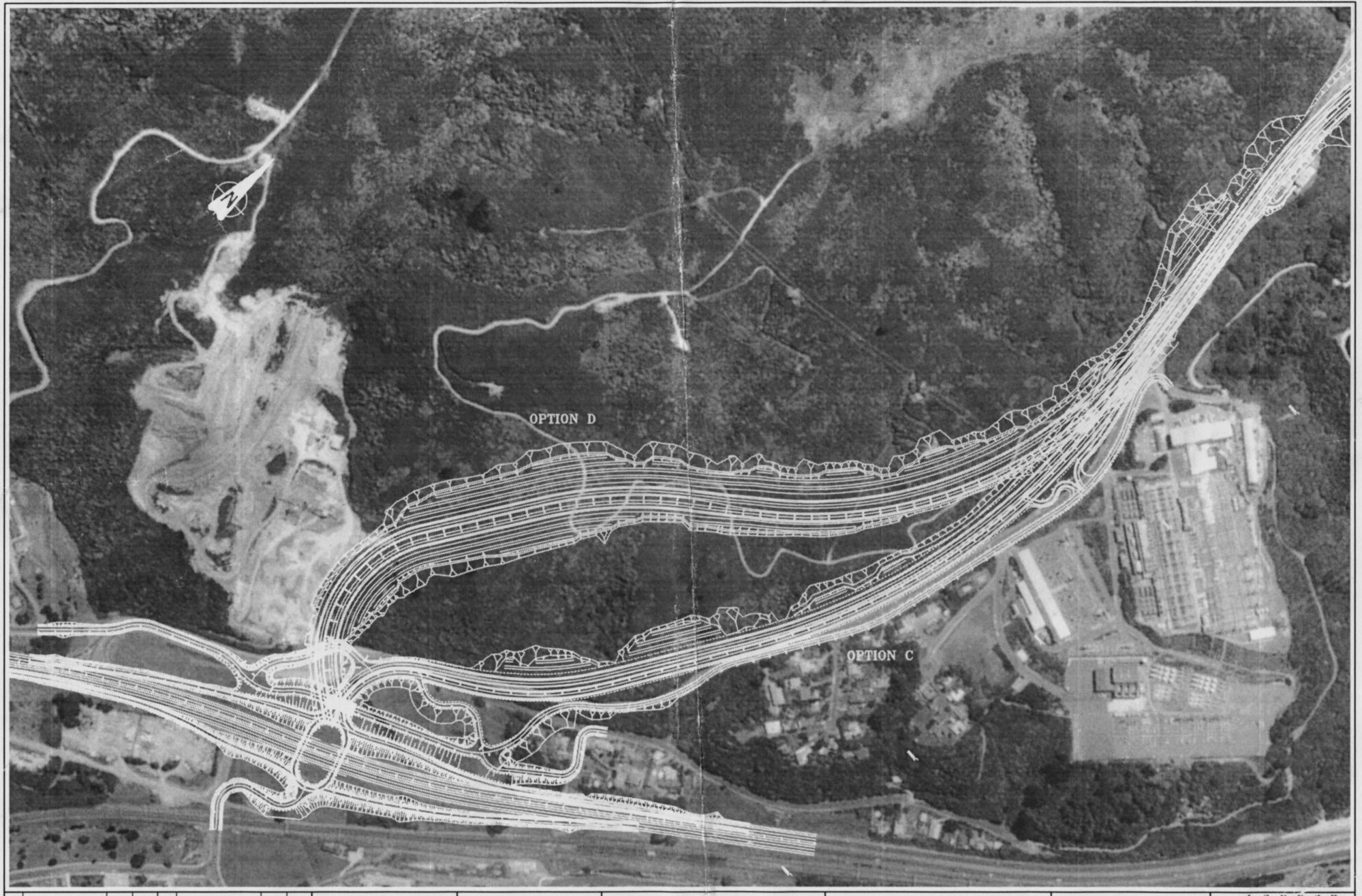 Haywards intersection, State Highways 2 and 58; proposed two-level interchange, 2000, and alternative hill roads