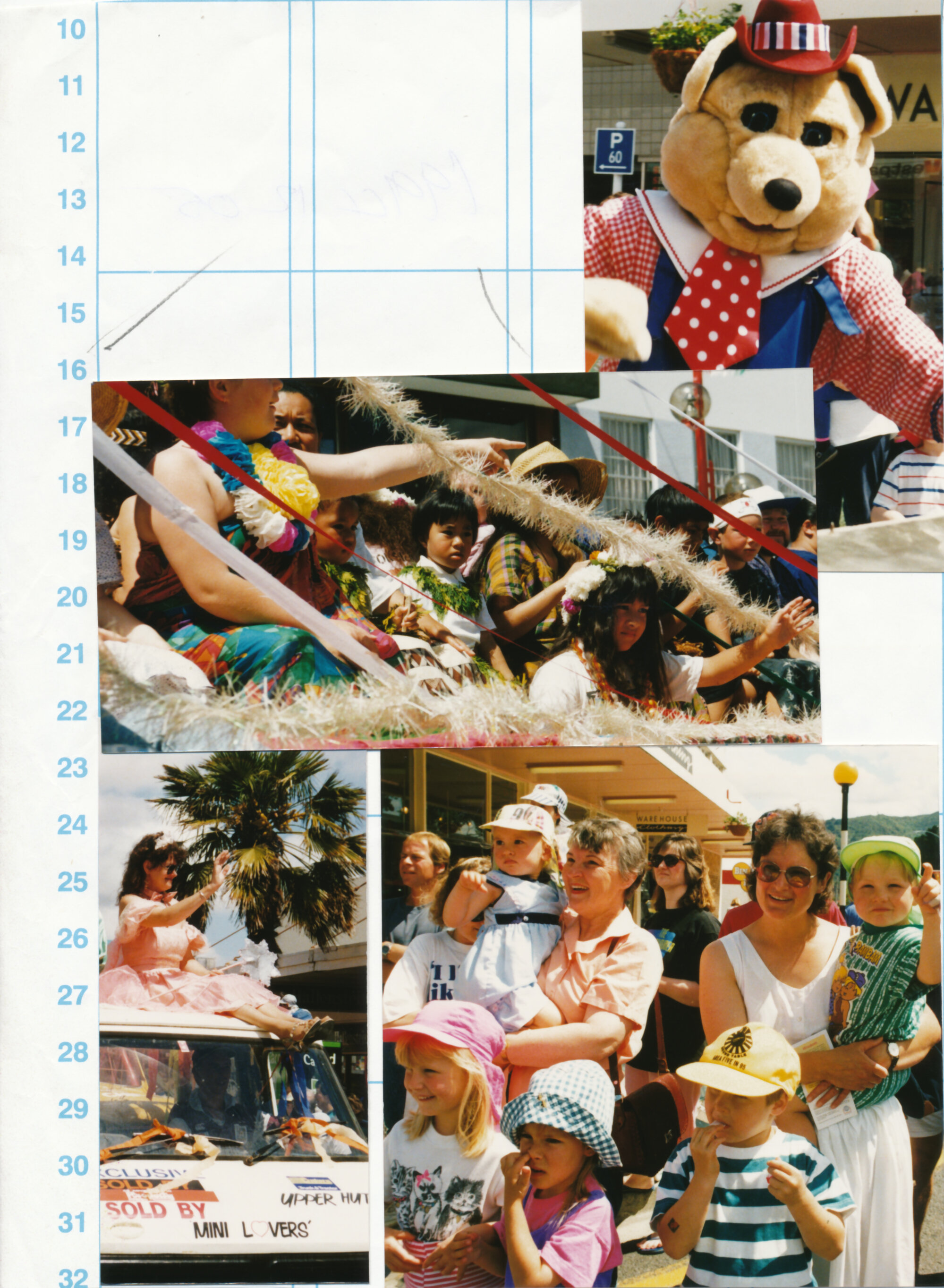 Christmas parade 1994;  group of 4 photos.