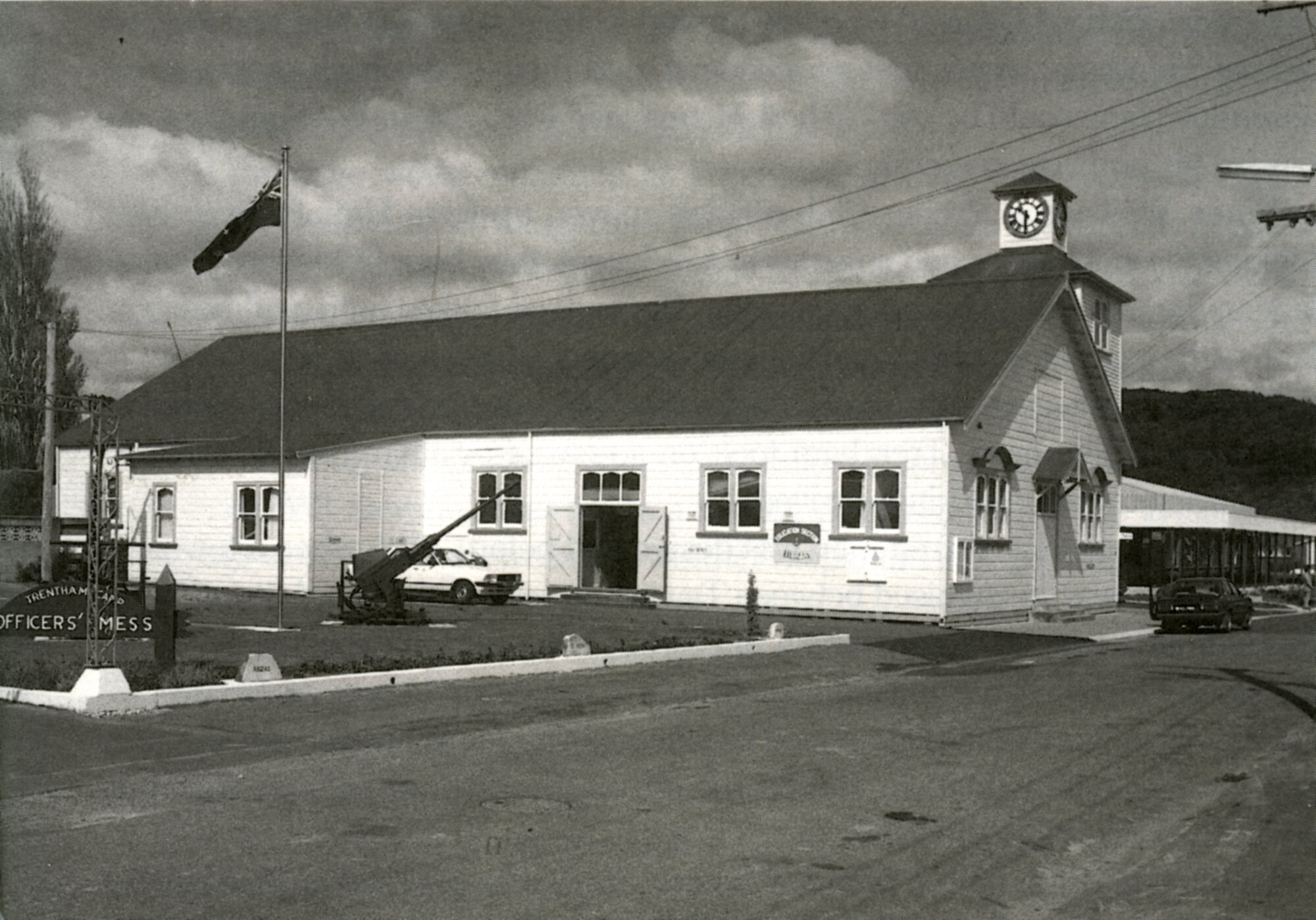 Trentham Camp building; former memorial chapel and clock tower 