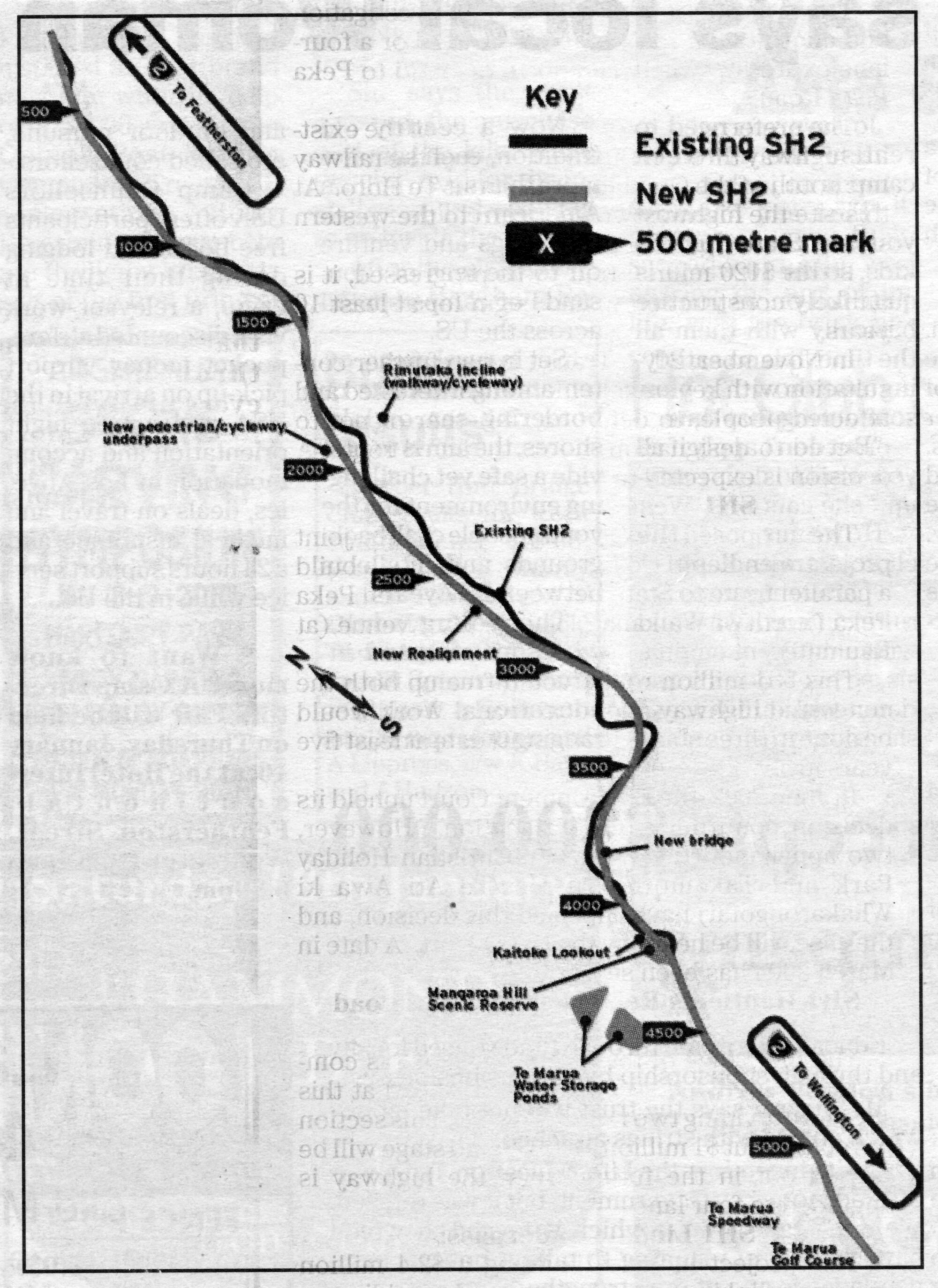 Kaitoke; State Highway 2 realignment map