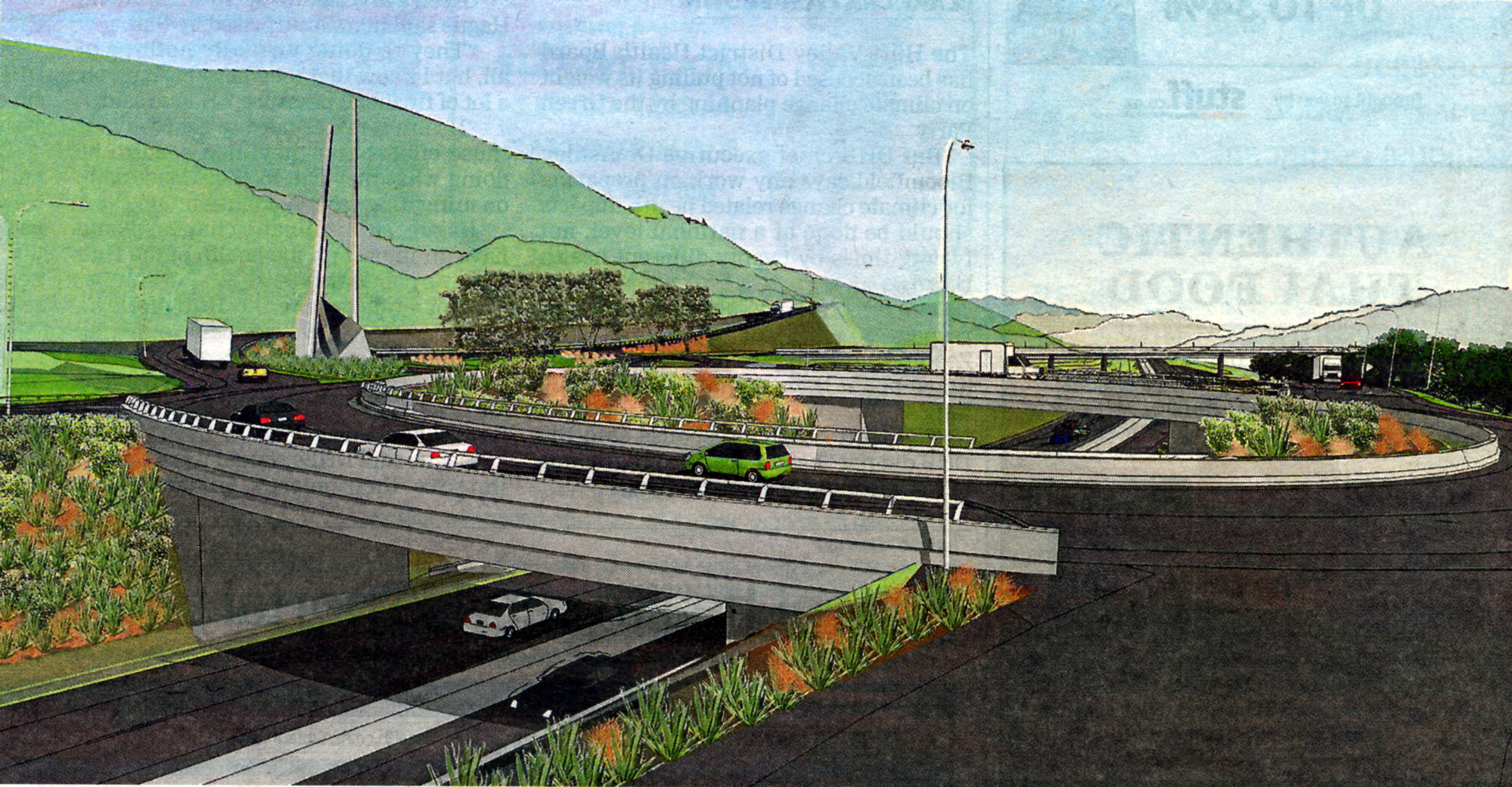 Haywards intersection, State Highways 2 and 58; proposed two-level interchange, 2016.