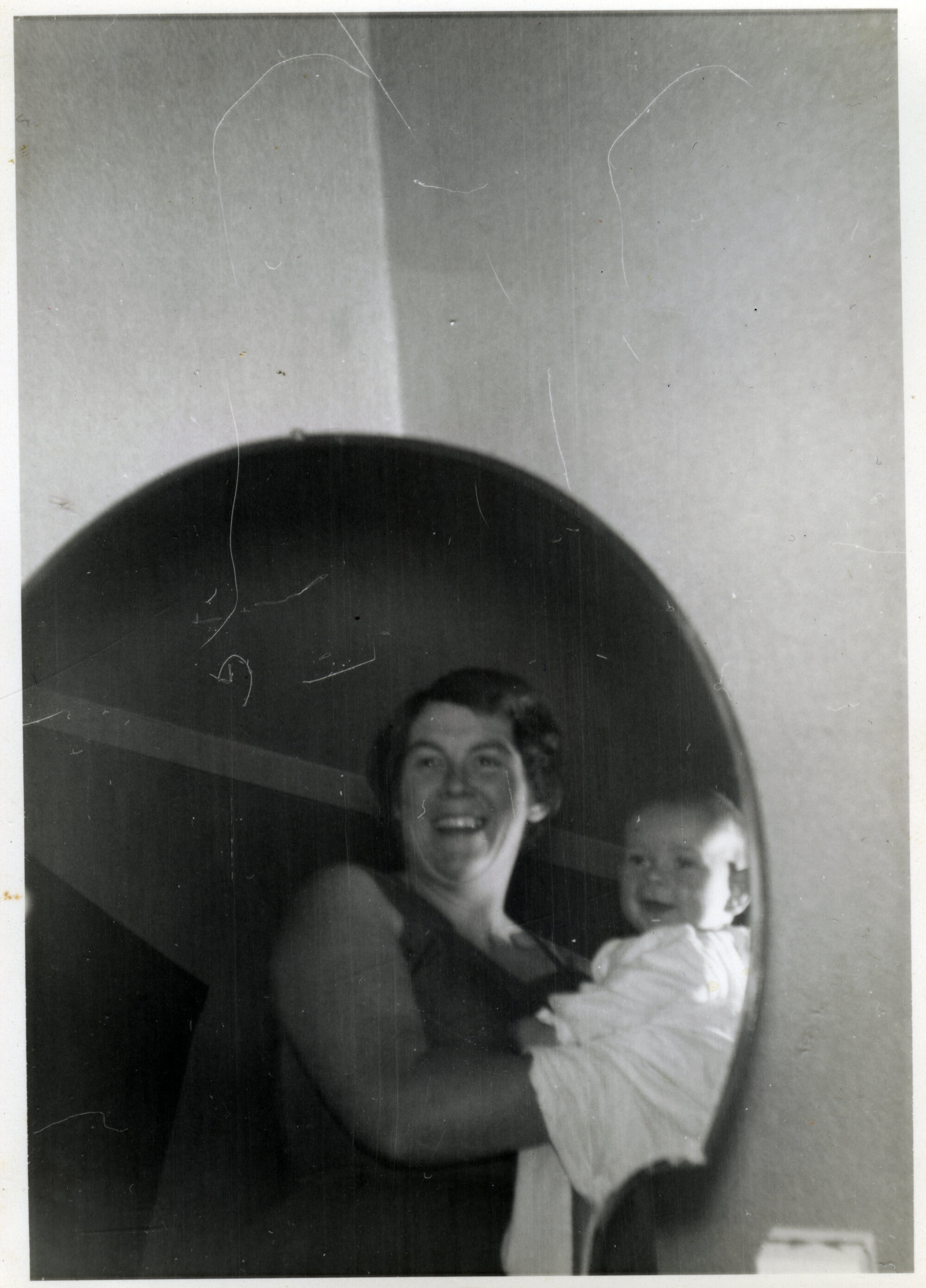 Harris family; Beryl Harris with her son, 7-month-old David, Mangaroa, 1960