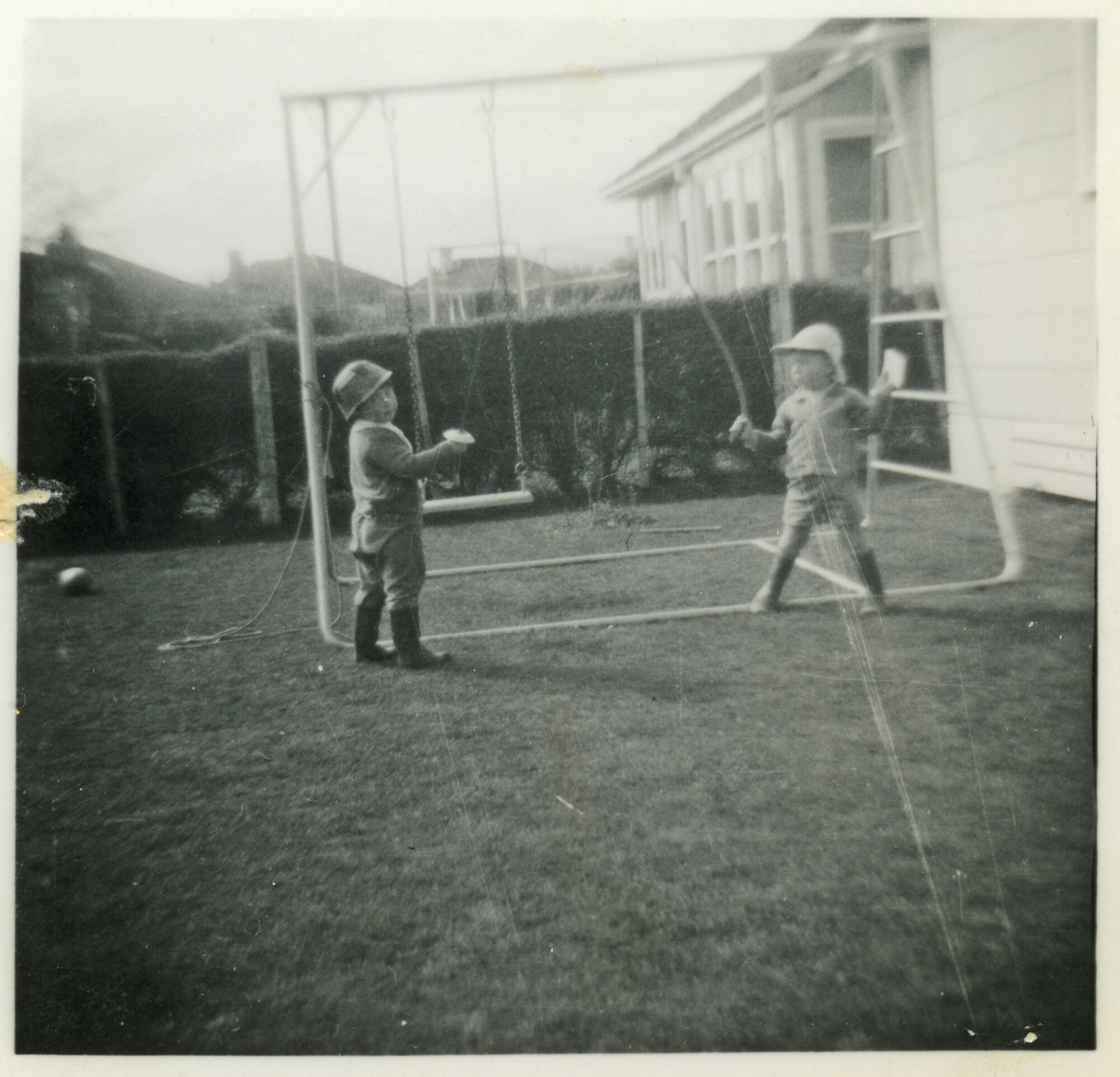 Harris family; John and Pip Harris at home in their Sandford St back yard, c. 1965