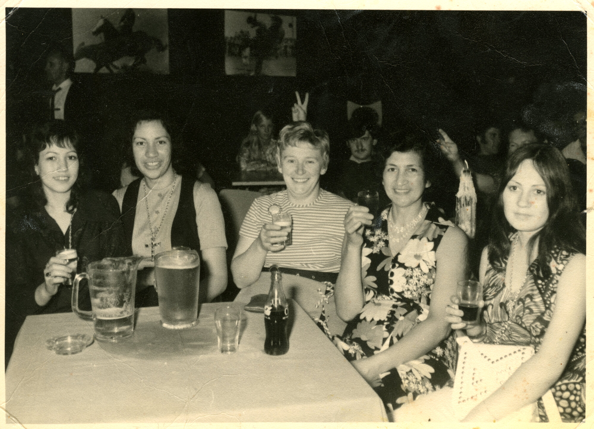 Grace Nicholls with queen carnival participants, 1970