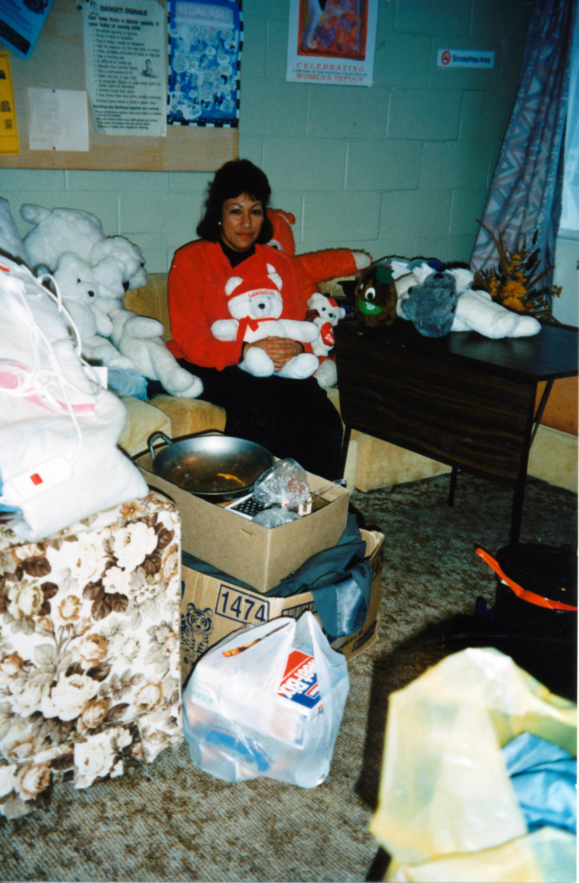 Women's Refuge; awareness co-ordinator Fay Giles with donations from Latter Day Saints.