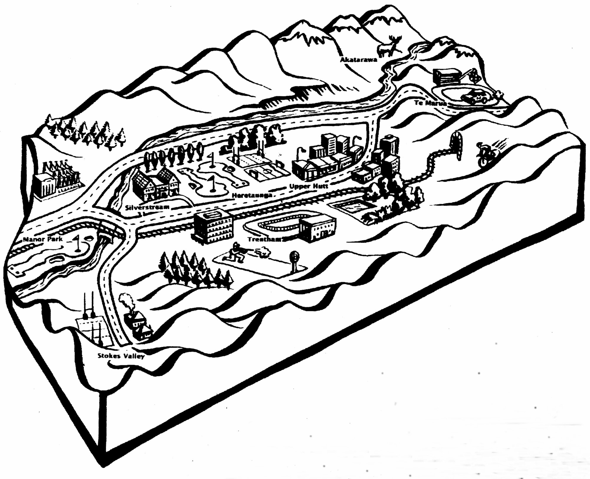 Upper valley; sketch aeral view, looking north.