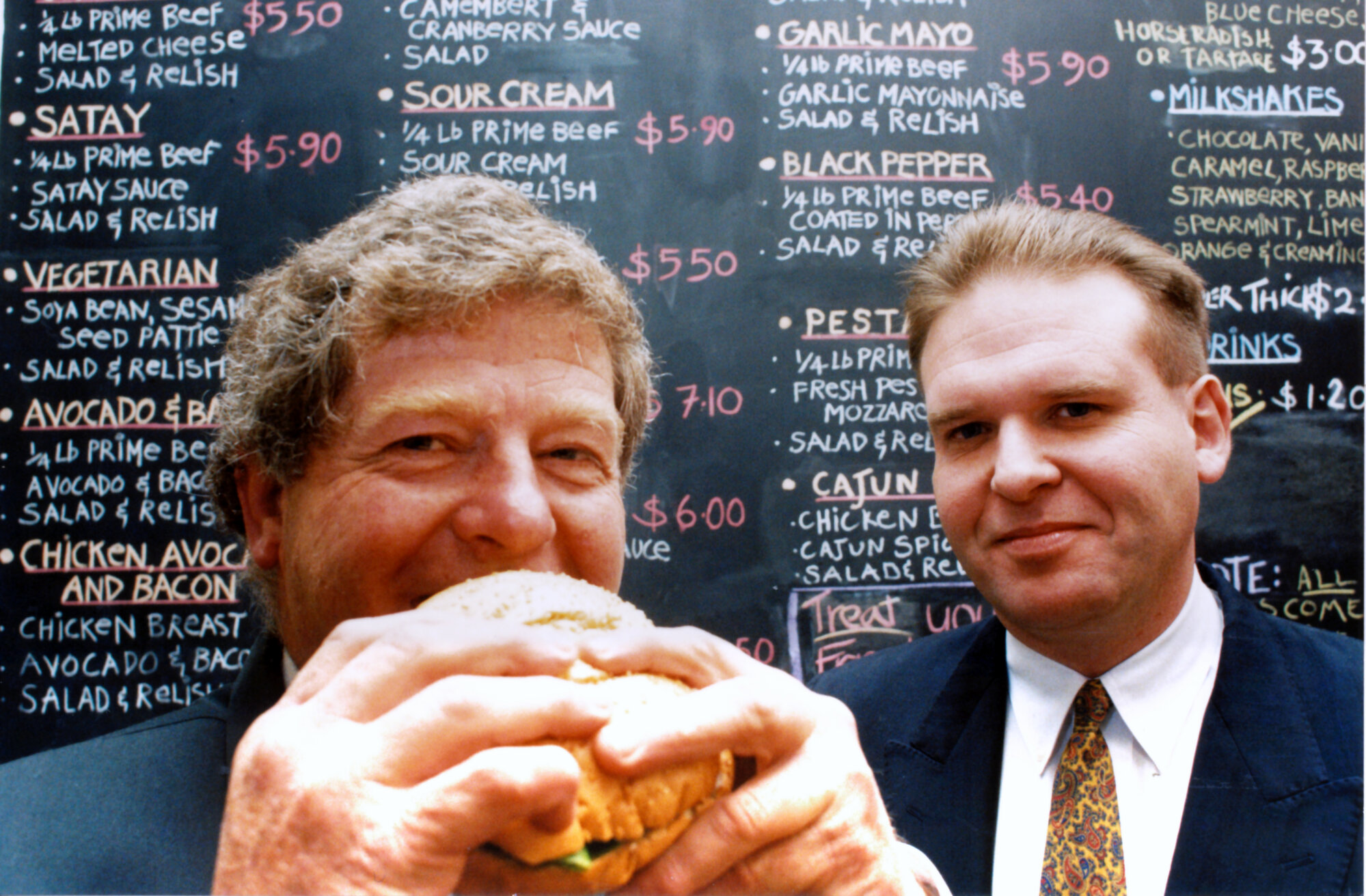 Burger Wisconsin, Trentham; mayor Rex Kirton and new owner John McIlwaine