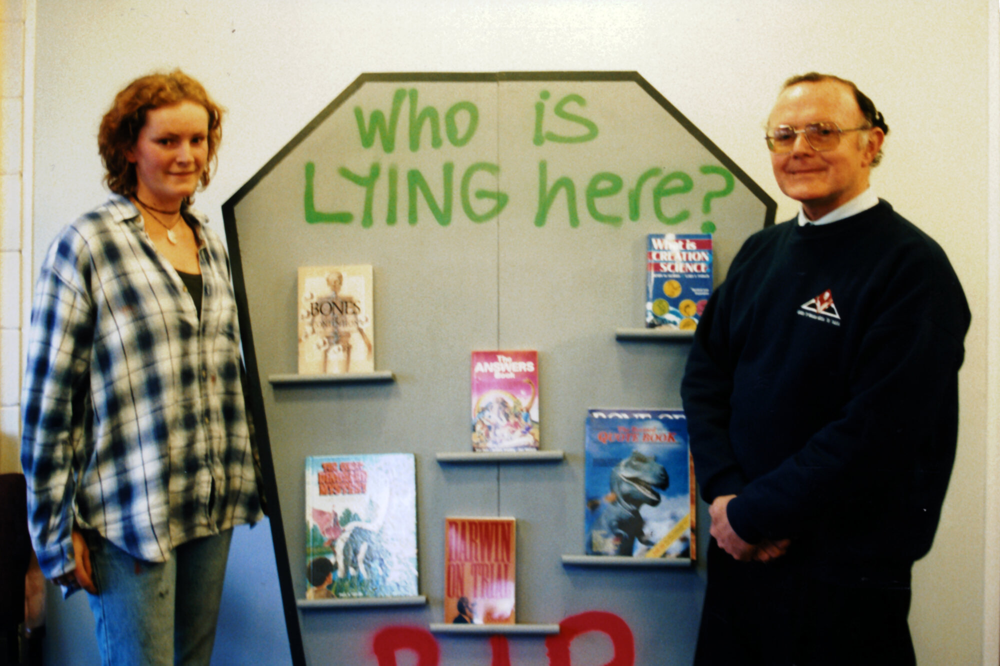 Library; Creation Science Foundation presentation; Heather Turnbull, and city librarian David Lee-Smith.