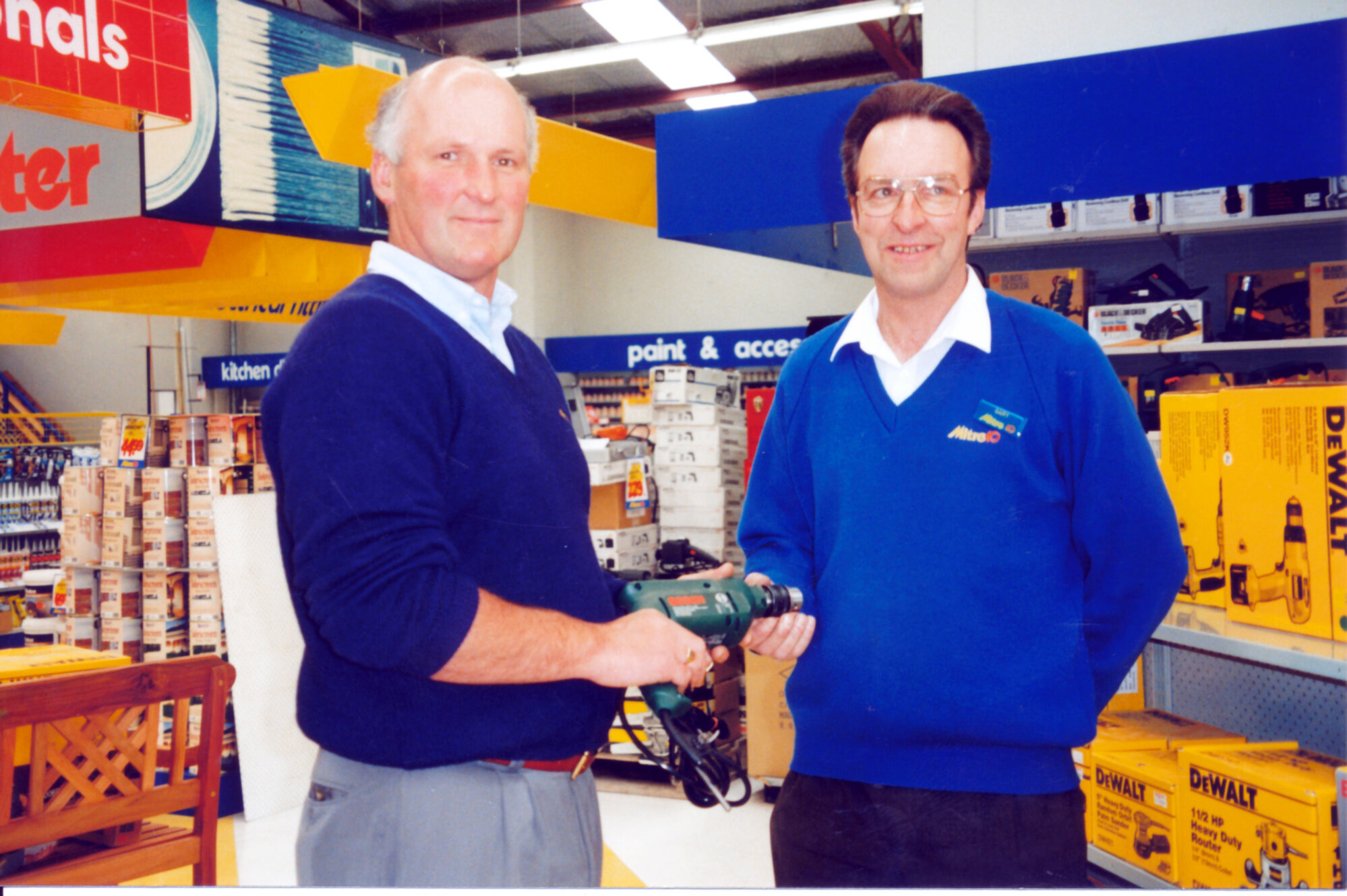 Nees Mitre 10, 4 Jupiter Grove opens; owner Martyn Lockyer and manager Gary Bevan