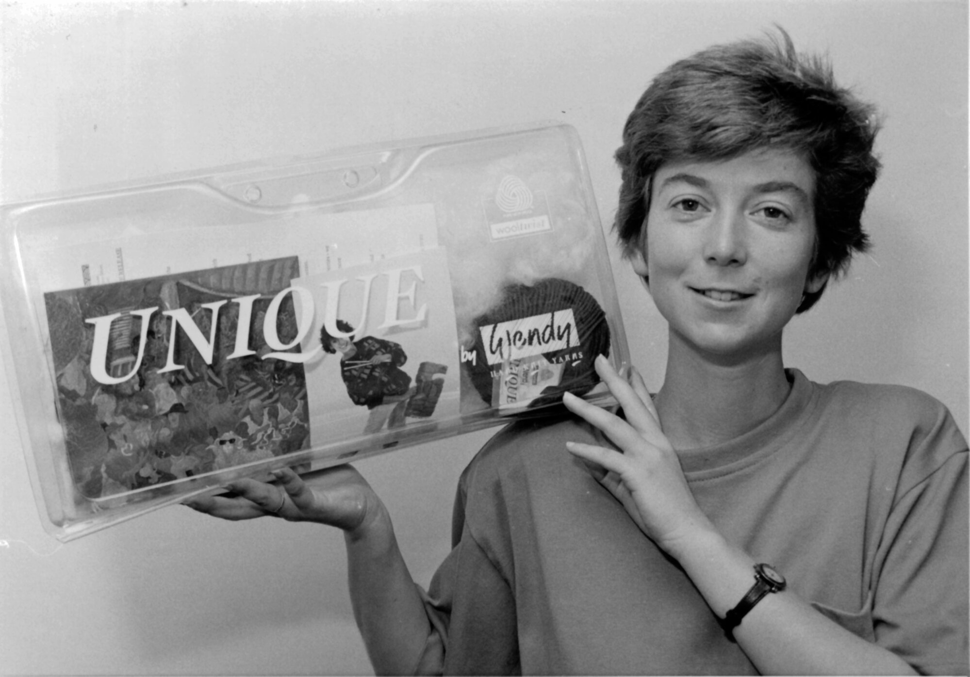 Upper Hutt Leader staff; journalist Georgina Hall with a New Zealand Wool Board promotion package.