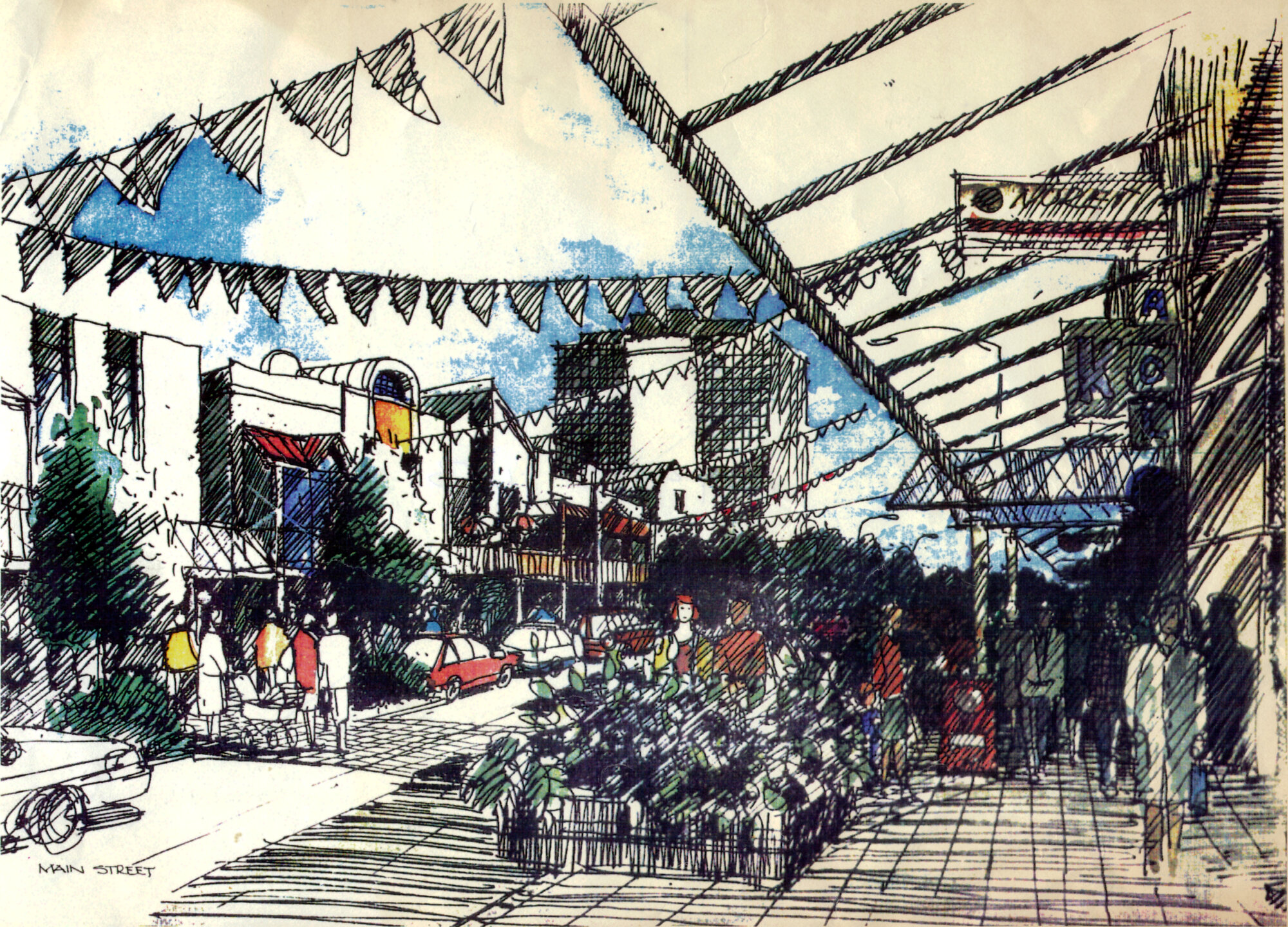 Town-centre revitalisation; Main Street, looking west from between Geange and Princes streets.