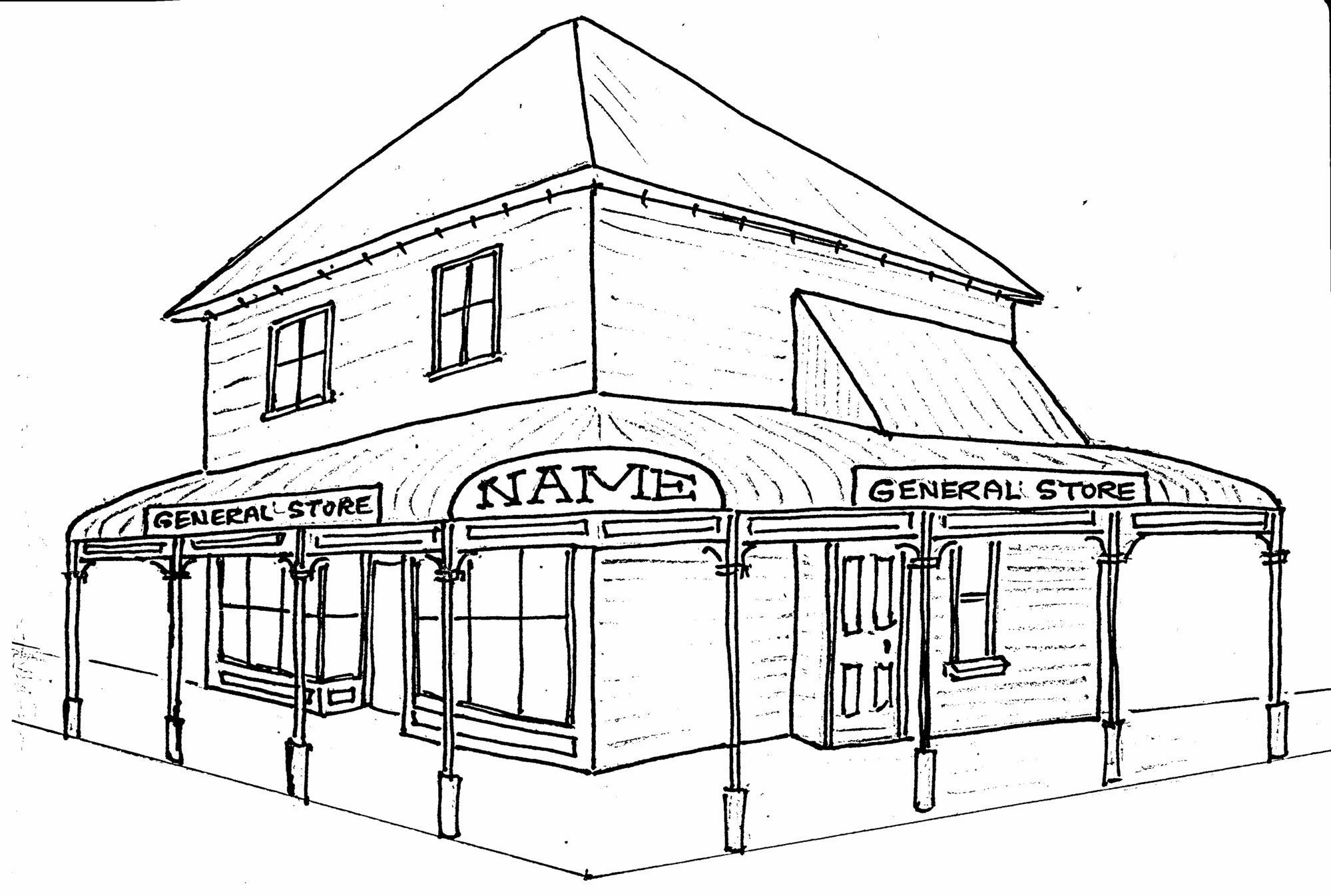 Jina' Fruit Mart building; proposed alterations for historic village project.