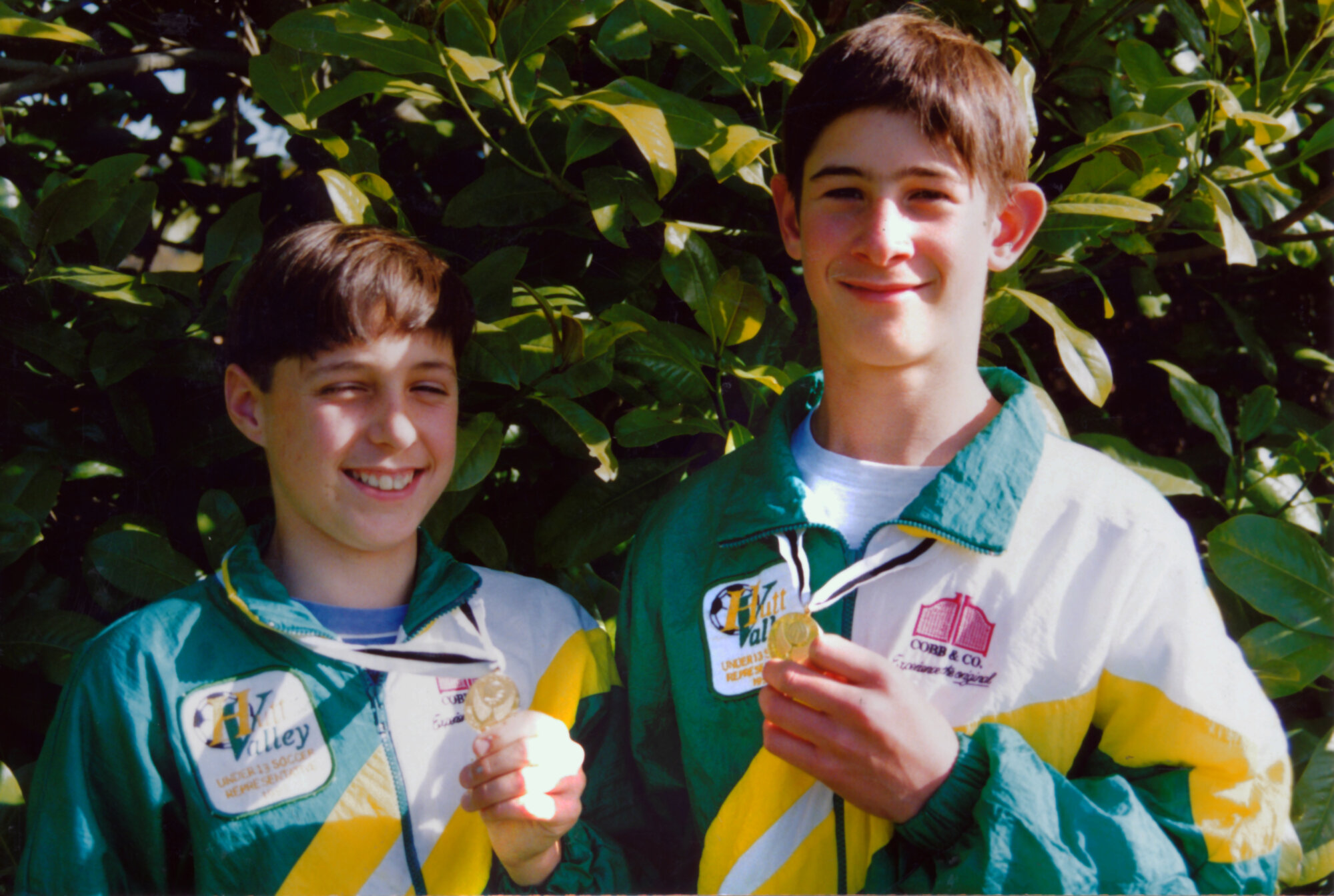 Soccer; Colin Everson and Rodney Mays in national under-13 champion Hutt Valey team.