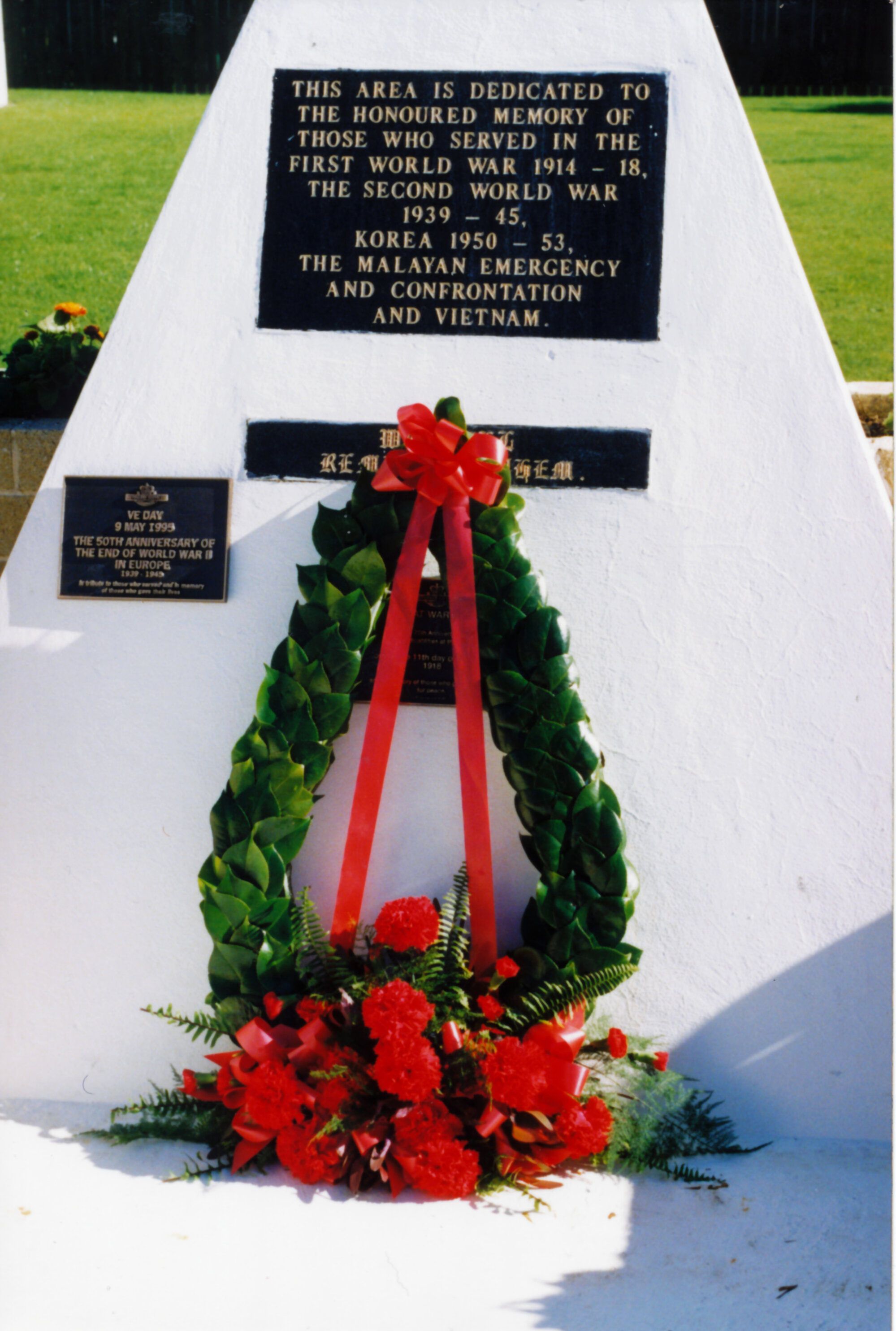 Stokes Valley war memorial; VE Day plaque added.