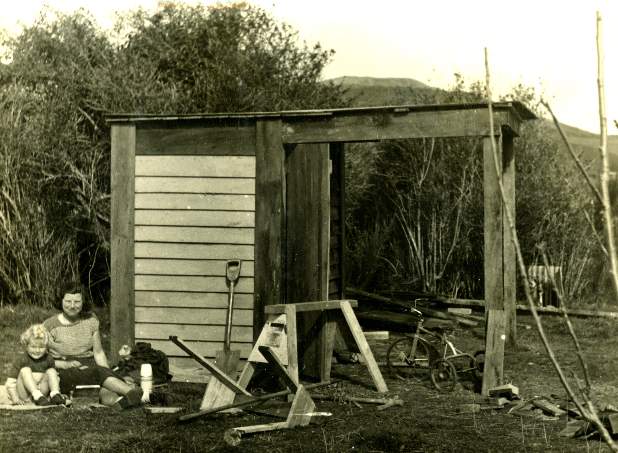 Revelle Jackson; 5 Paton Street, Mangaroa house  4; early days, but time to sit in the sun 