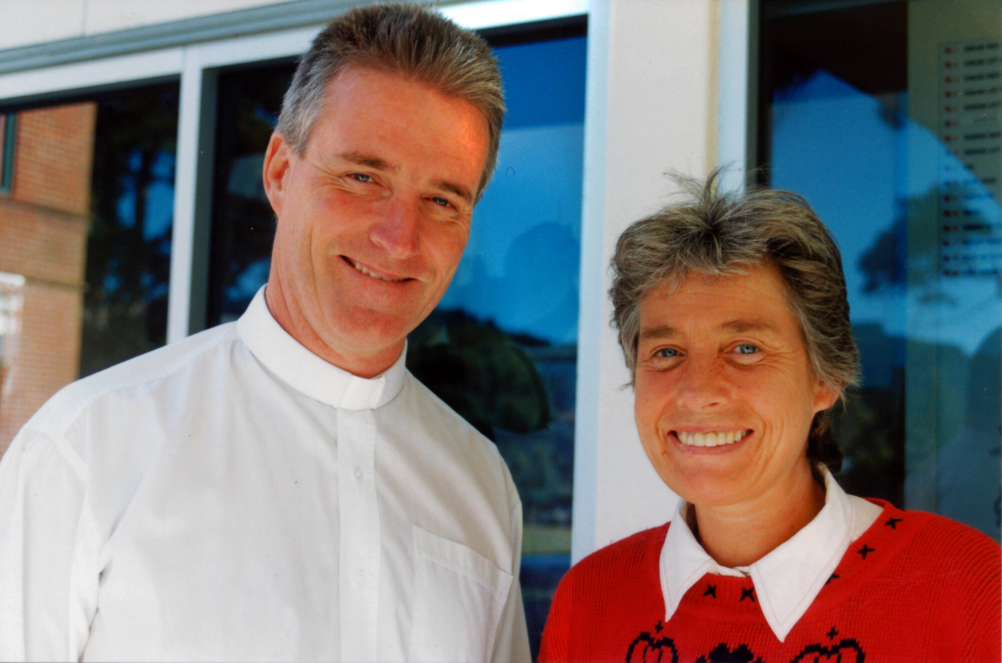 St Patrick's College; Bosnian students sponsored; Father Mark Walls and Sally Trench, of 'Spark'.