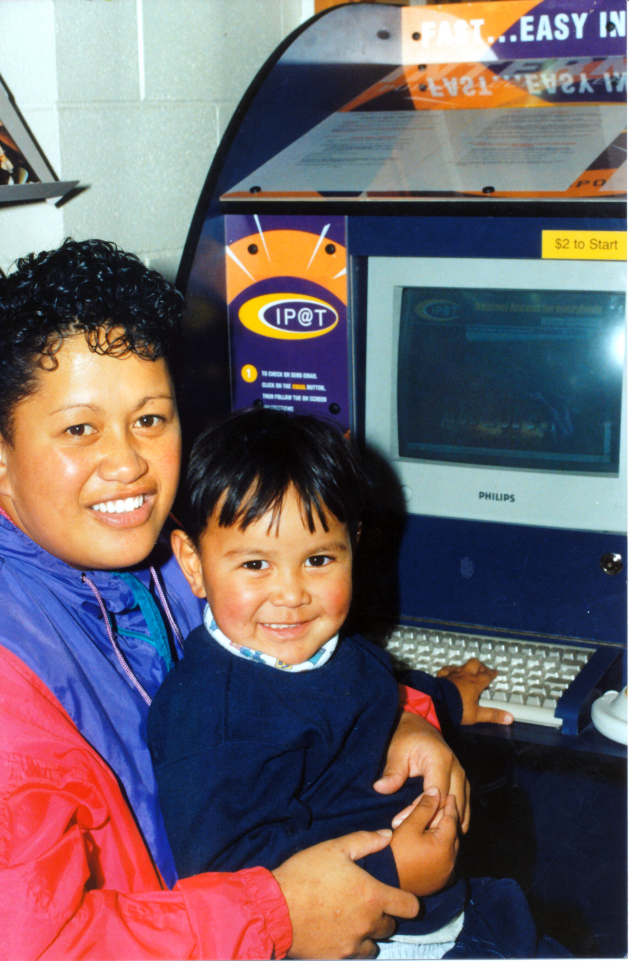 Library; first public internet computer; Kathy Kupenga and Taitea Love.