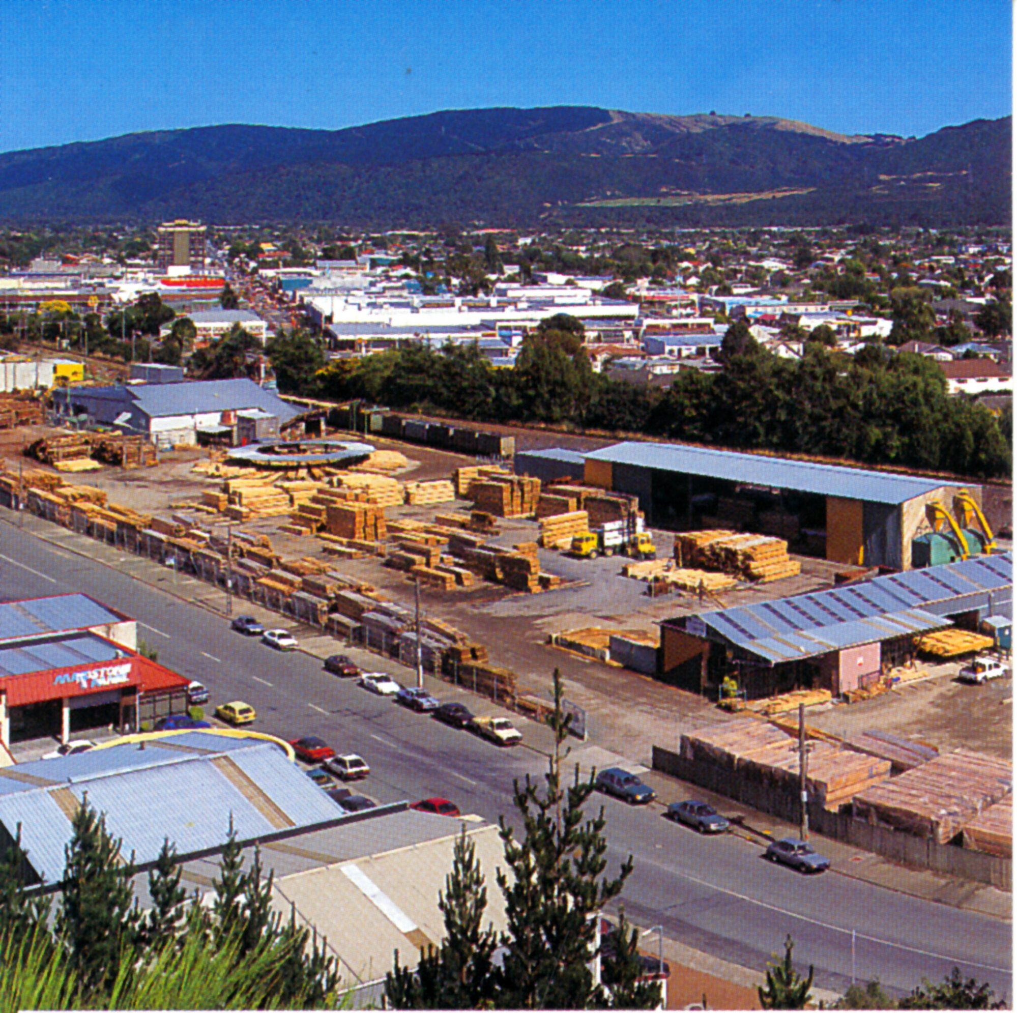 WPI Sawmilling, Park Street; view looking west from nearby Kingsley Heights hill.