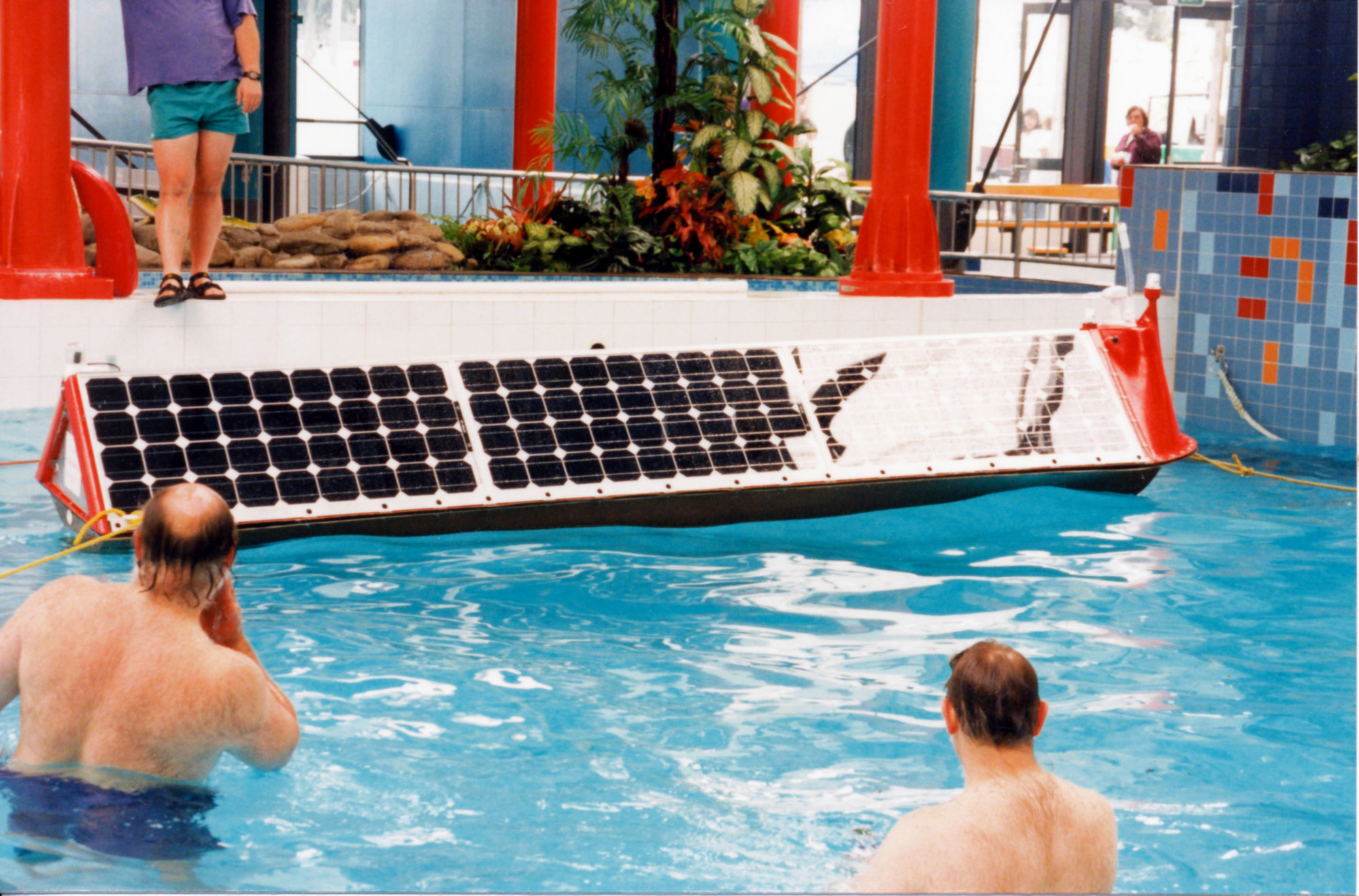 Central Institute of Technology; solar-powered boat in Leisure Centre wave pool.