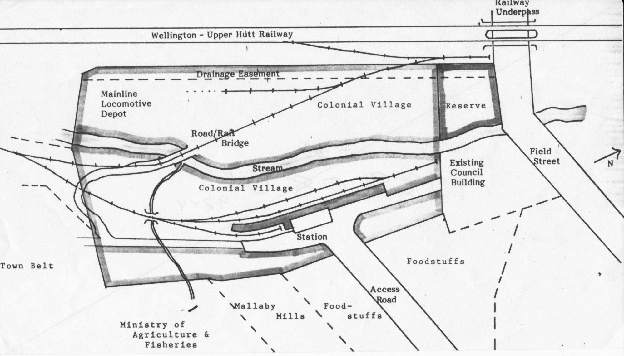 Silver Stream Railway; proposal for historic colonial village near Kiln Street.