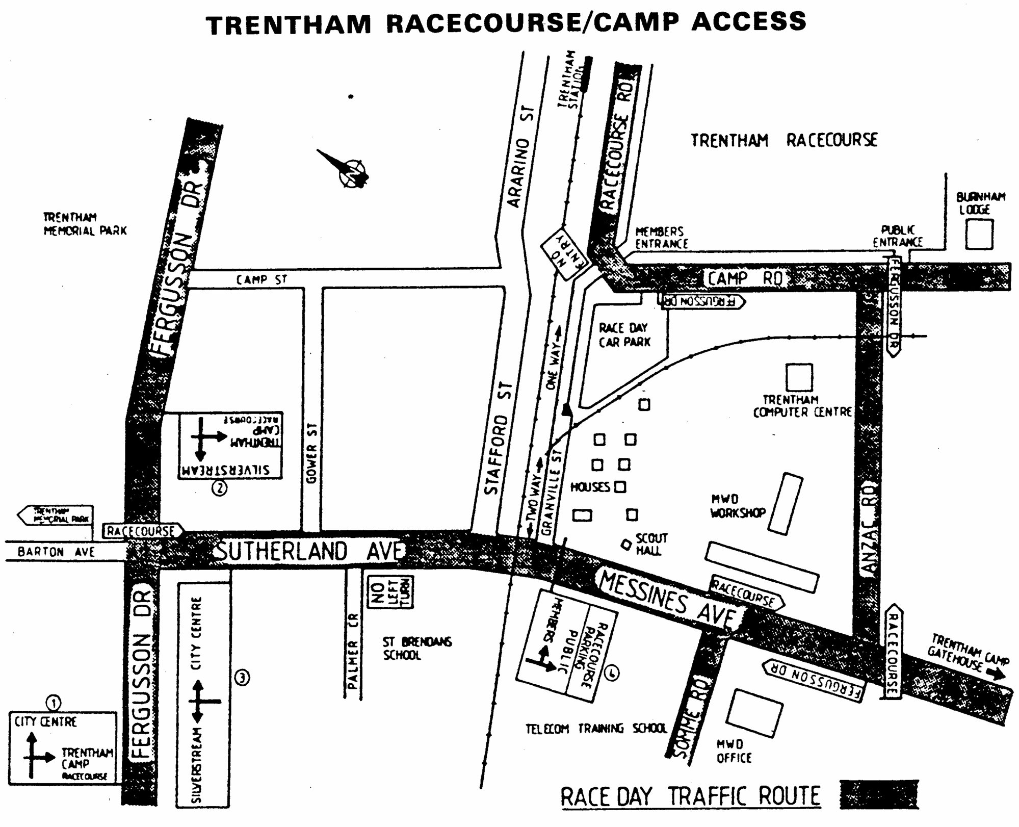 Traffic management 1988; Trentham Racecourse area access.