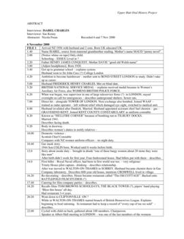 Supporting material: Isabel Charles oral history interview abstract